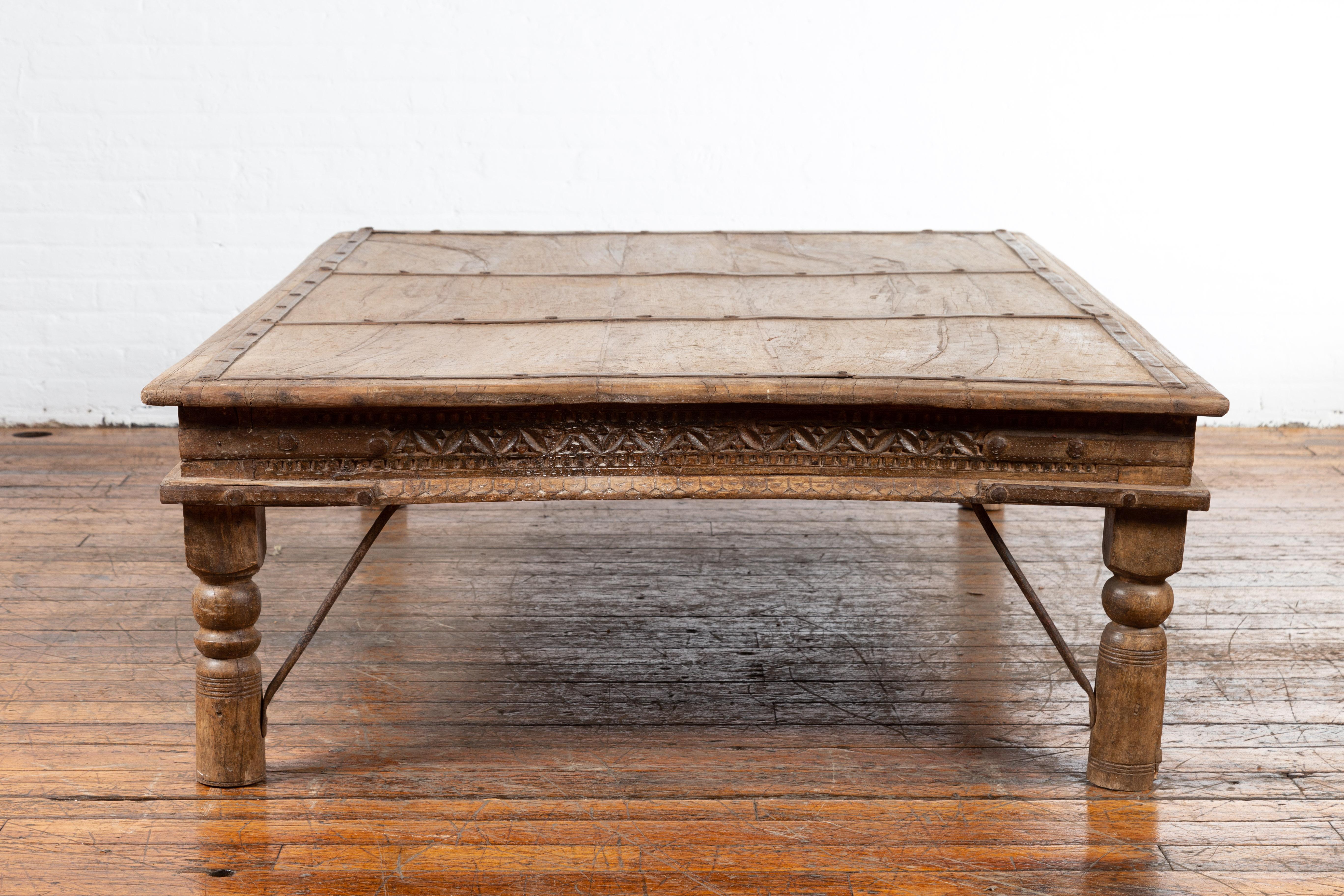 Indian 19th Century Wooden and Iron Courtyard Door Made into a Coffee Table 9