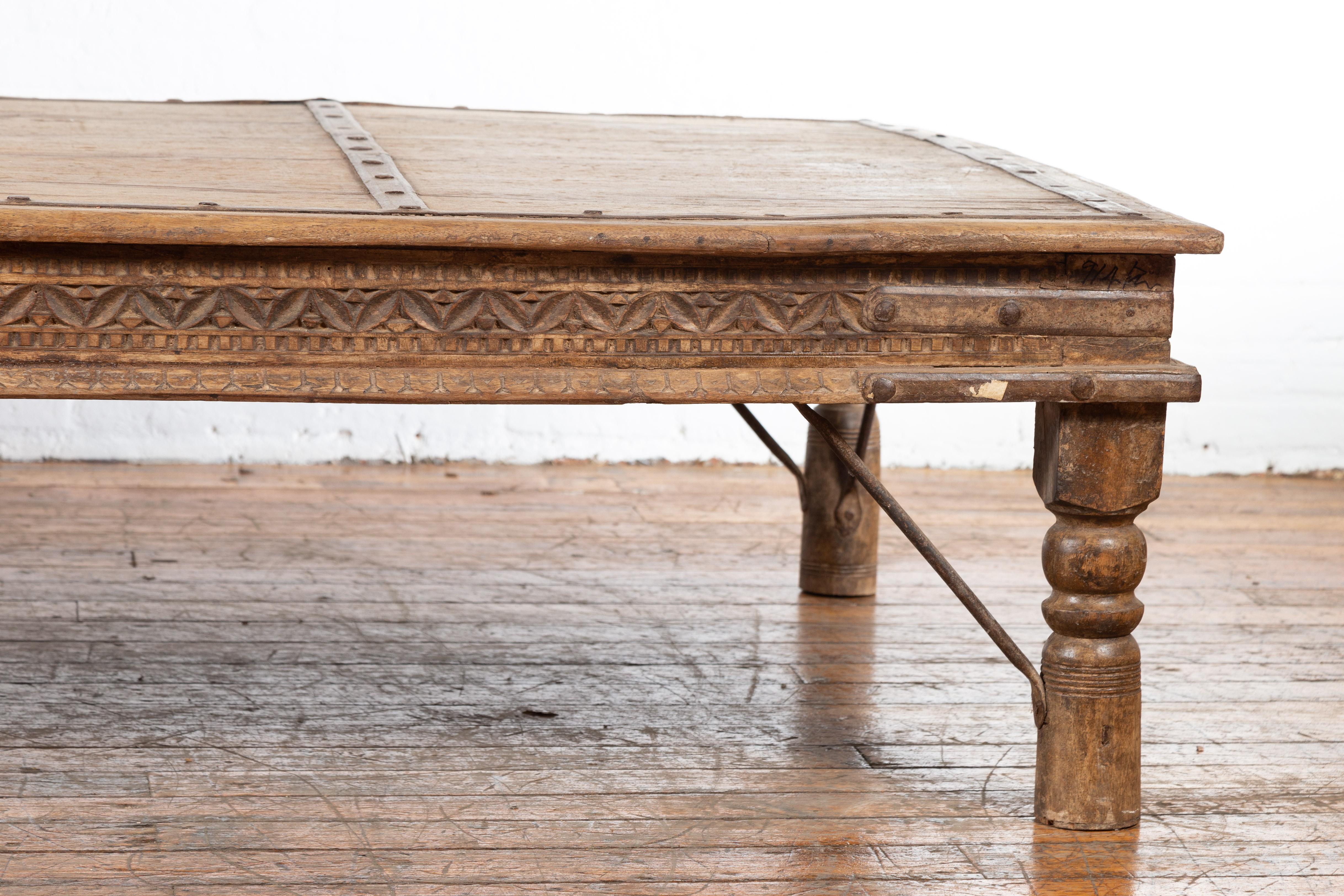 Indian 19th Century Wooden and Iron Courtyard Door Made into a Coffee Table 1