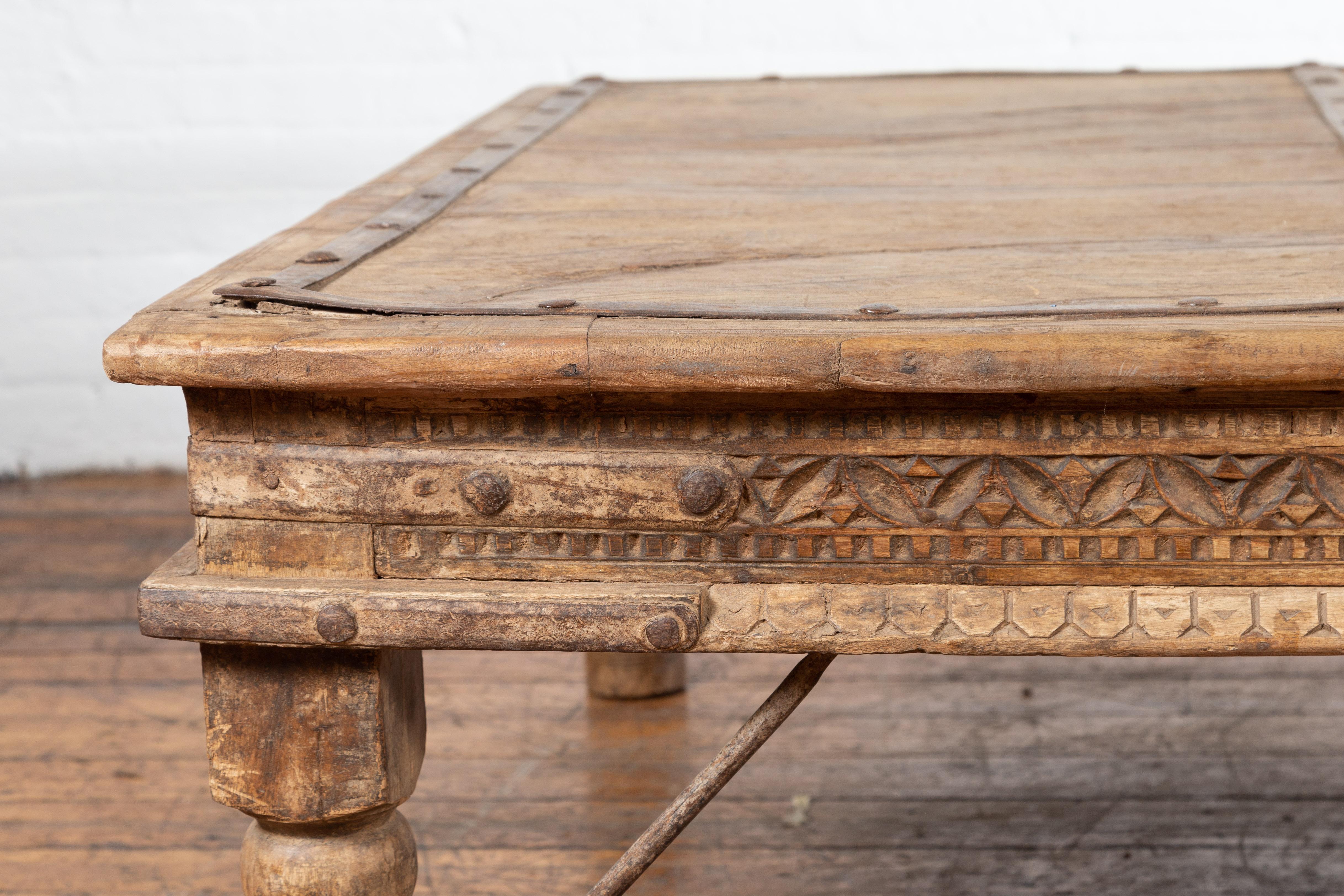 Indian 19th Century Wooden and Iron Courtyard Door Made into a Coffee Table 2
