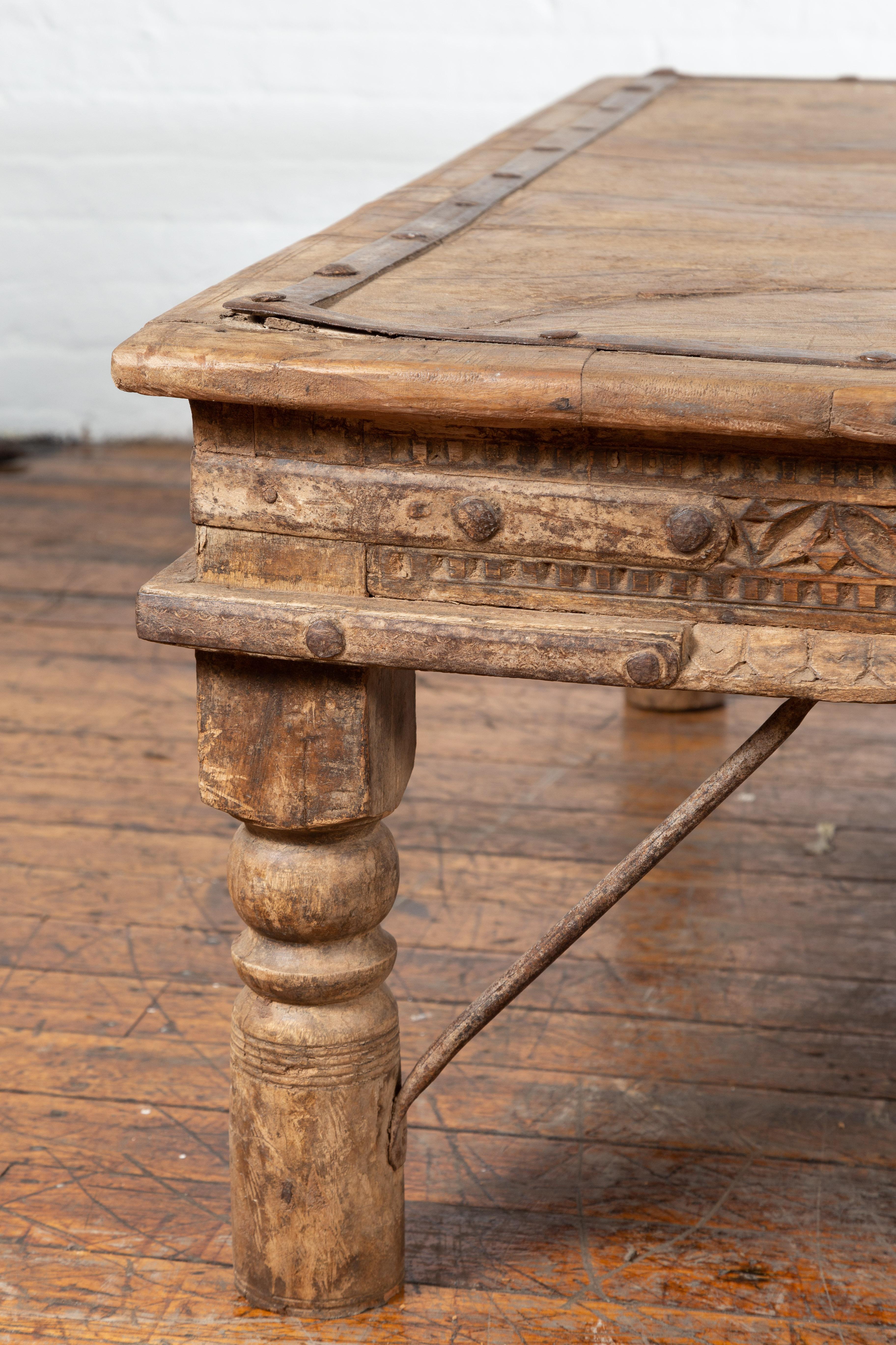 Indian 19th Century Wooden and Iron Courtyard Door Made into a Coffee Table 3