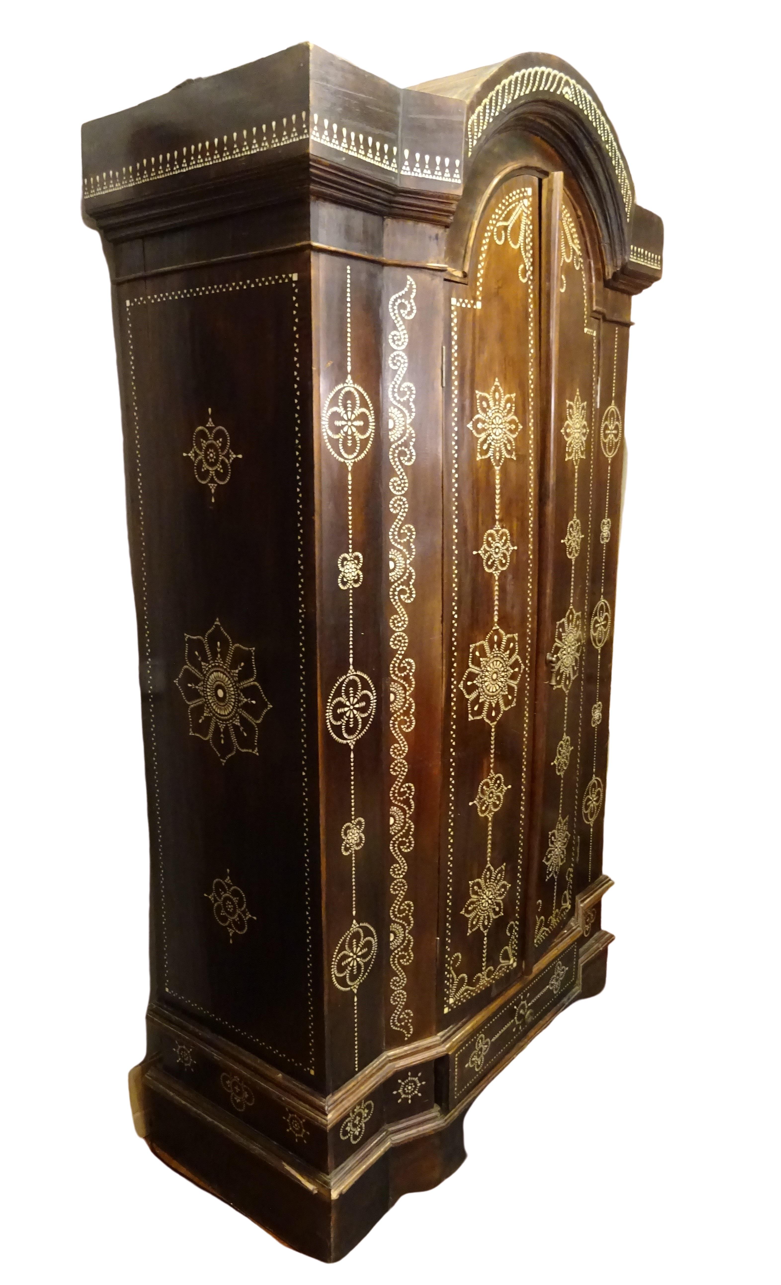 Islamic Indian 20th  Mother of PearlInlaid Wooden  Armoire , Wardrobe with Mandalas