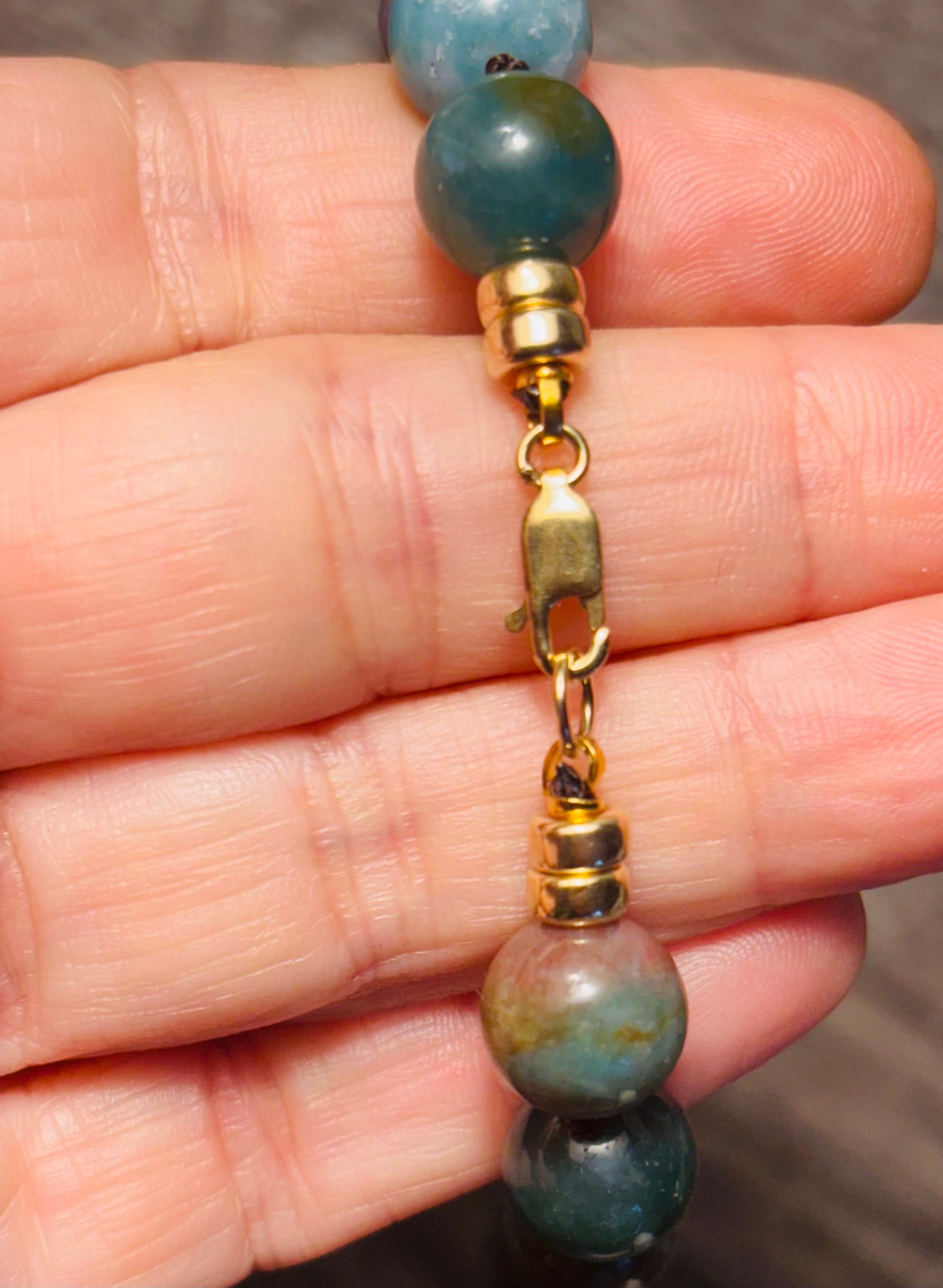 Collana di Agata indiana Ball con perline e chiusura in oro 14k In condizioni Nuovo in vendita a New York, NY