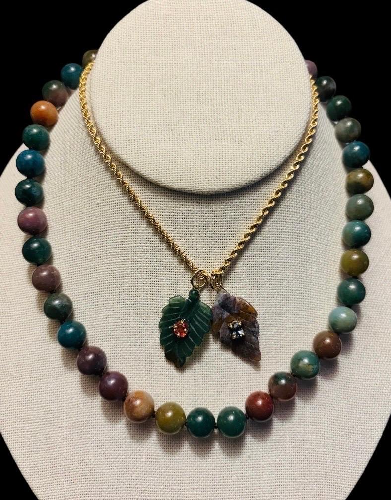 Collana di Agata indiana Ball con perline e chiusura in oro 14k in vendita 1