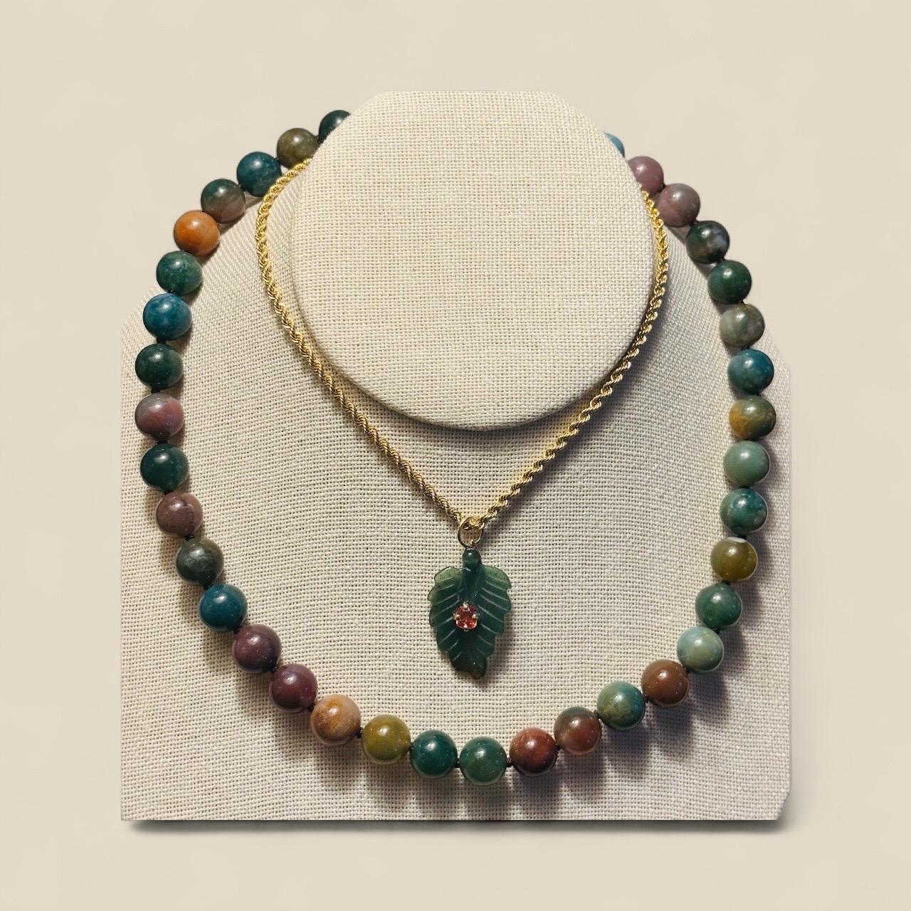 Collana di Agata indiana Ball con perline e chiusura in oro 14k in vendita 4