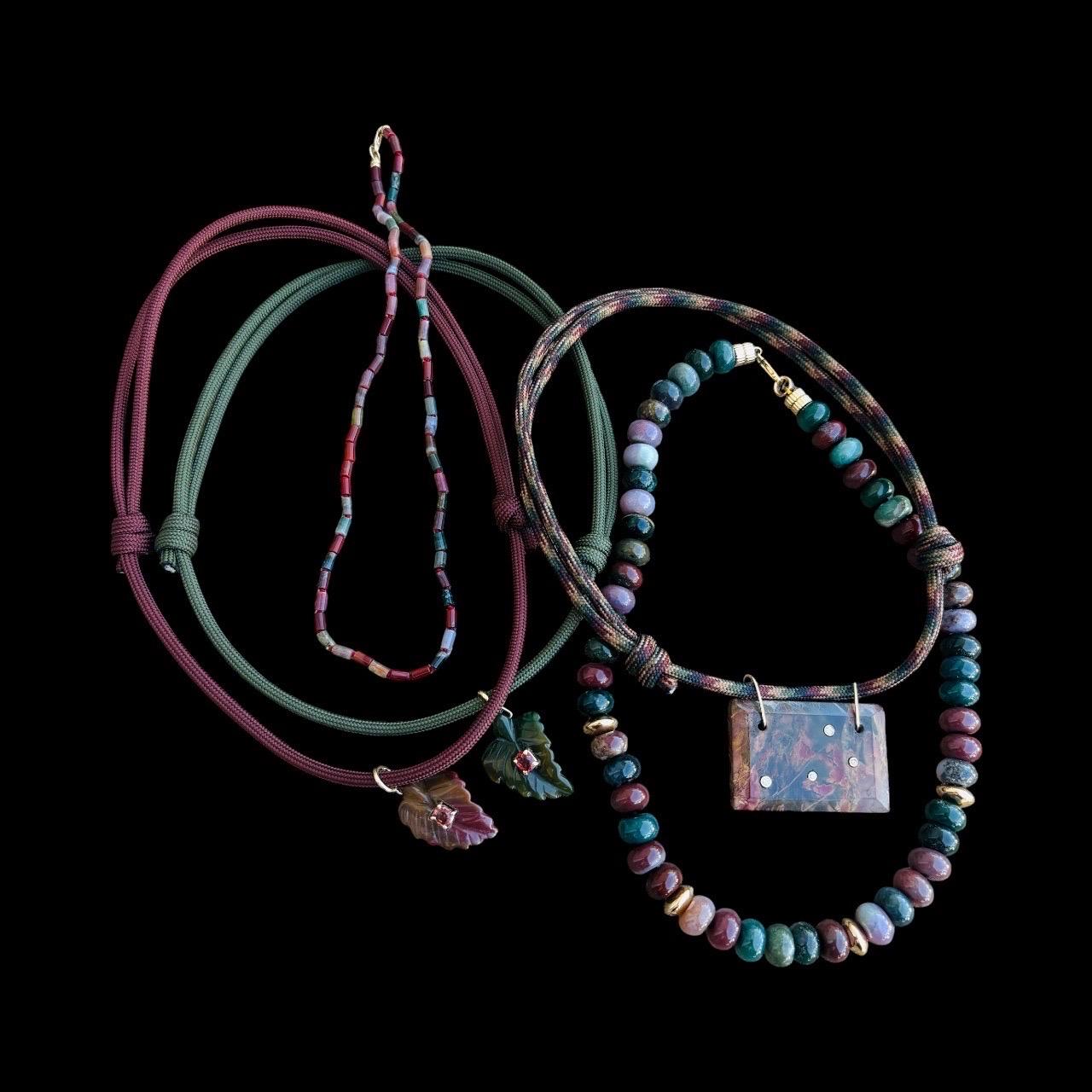 Collana di agata indiana e spinello con oro 14k in vendita 3