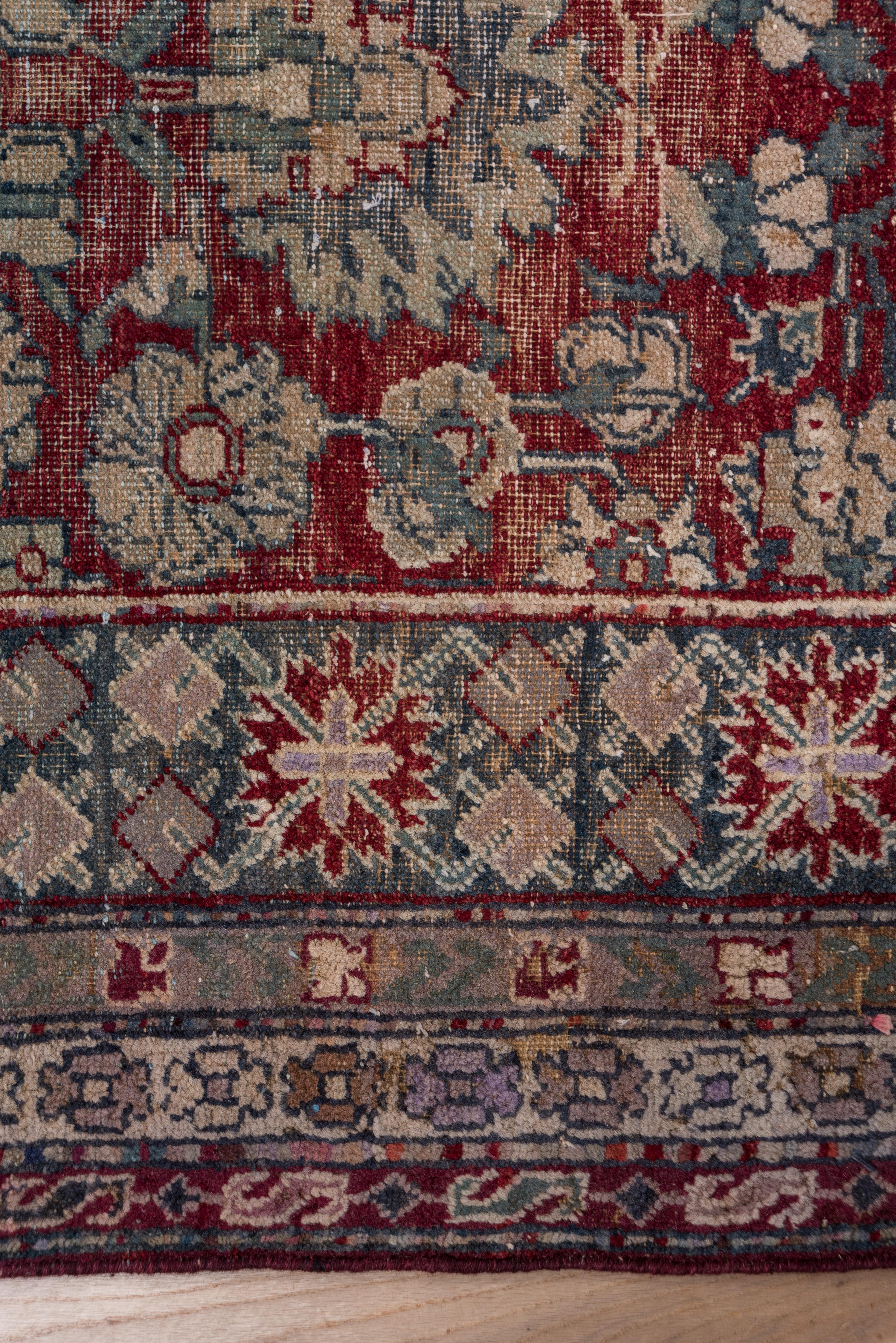 Hand-Knotted Indian Agra Carpet, Burgundy Field