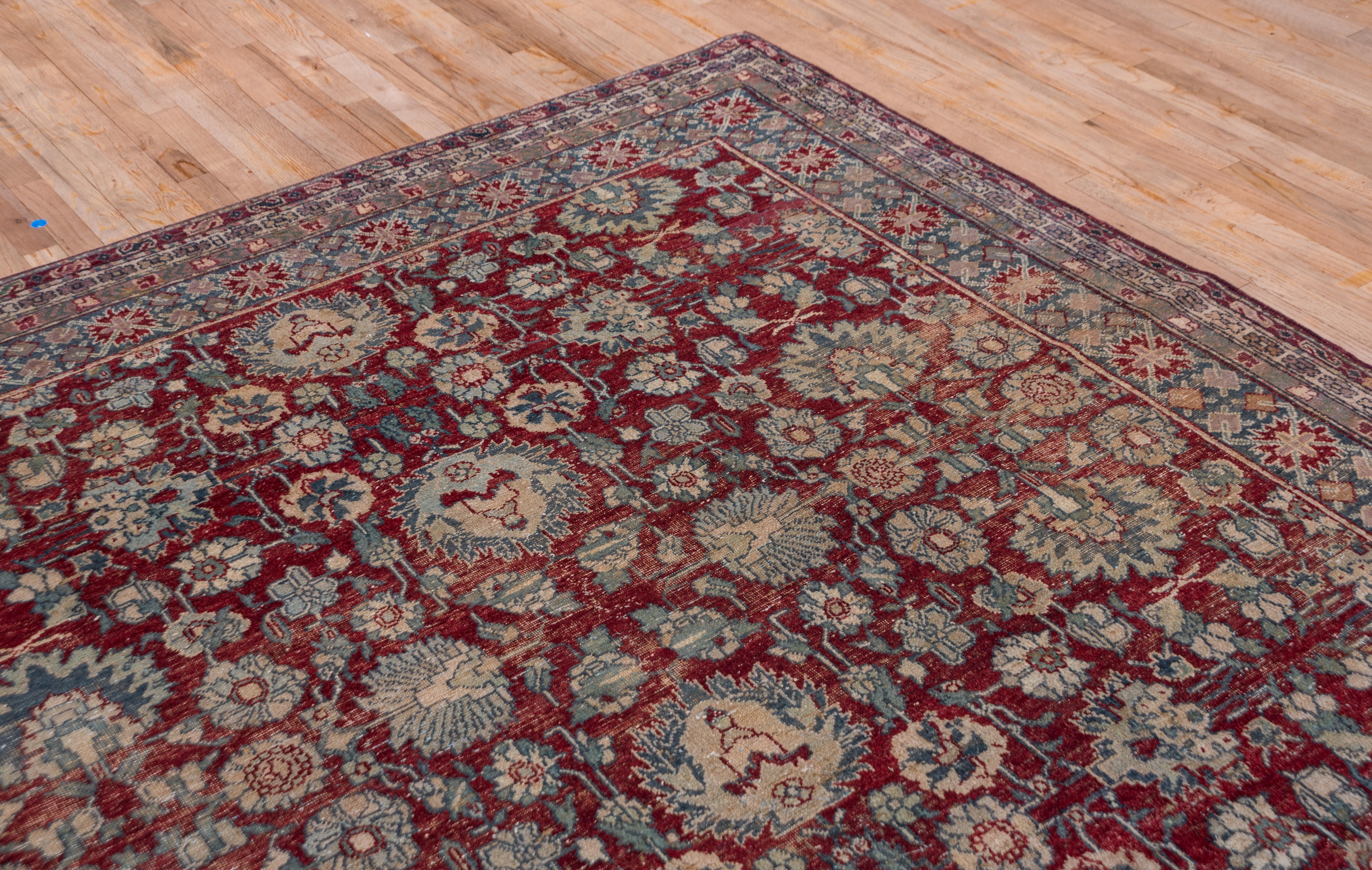 Indian Agra Carpet, Burgundy Field 3
