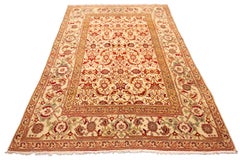 Indian Agra Fish Design Antique Rug Ivory Field Floral All-over