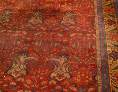 Tapis floral indien rouge, bleu et or d'Agra