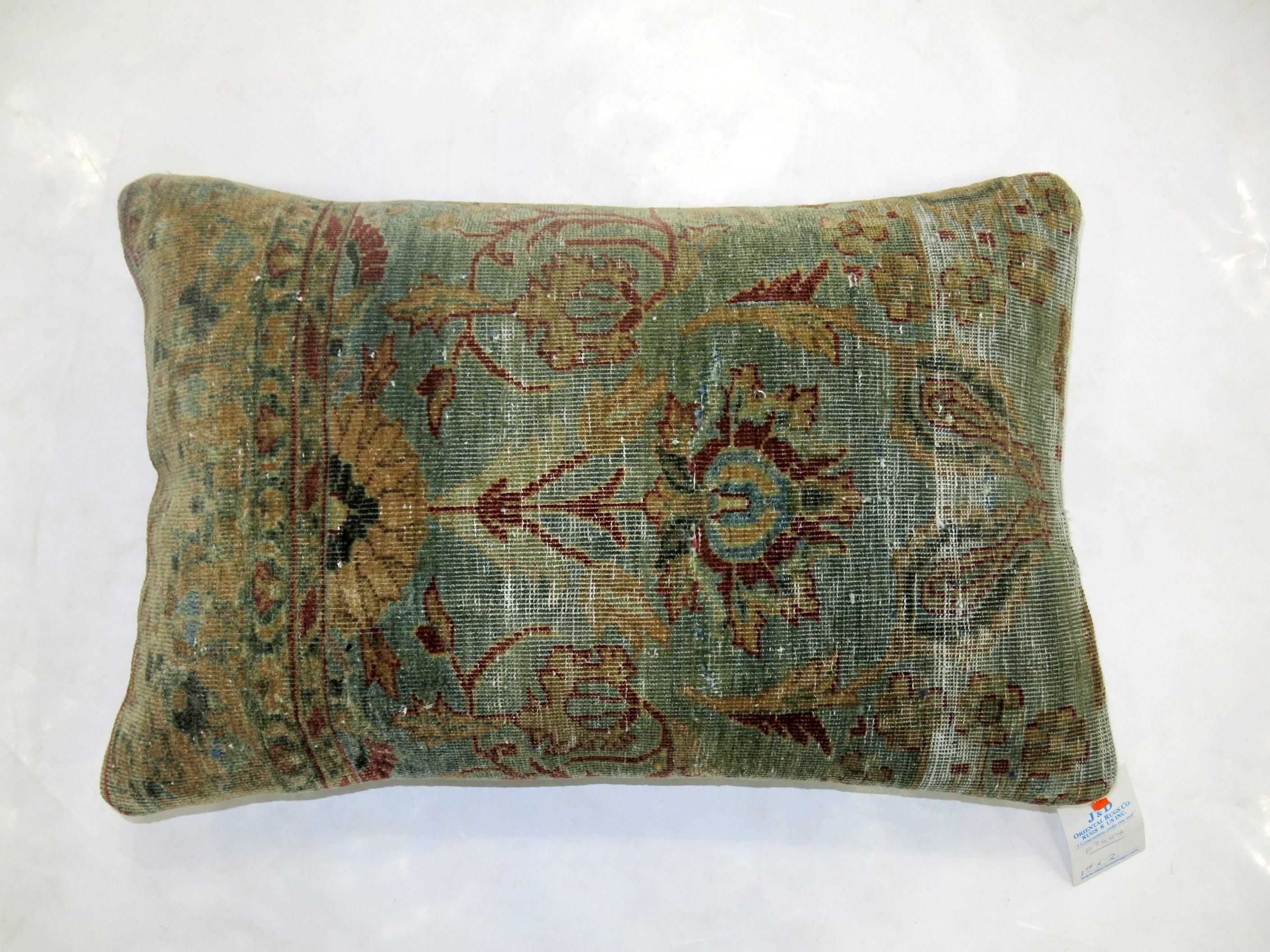 Indian Agra Rug Pillow In Good Condition For Sale In New York, NY