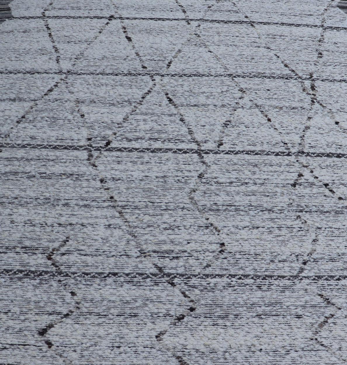 All-Neutral-Modern-Teppich in gebrochenem Weiß, Grau und Schwarz mit Diamanten, minimalistisches Design im Zustand „Hervorragend“ im Angebot in Atlanta, GA