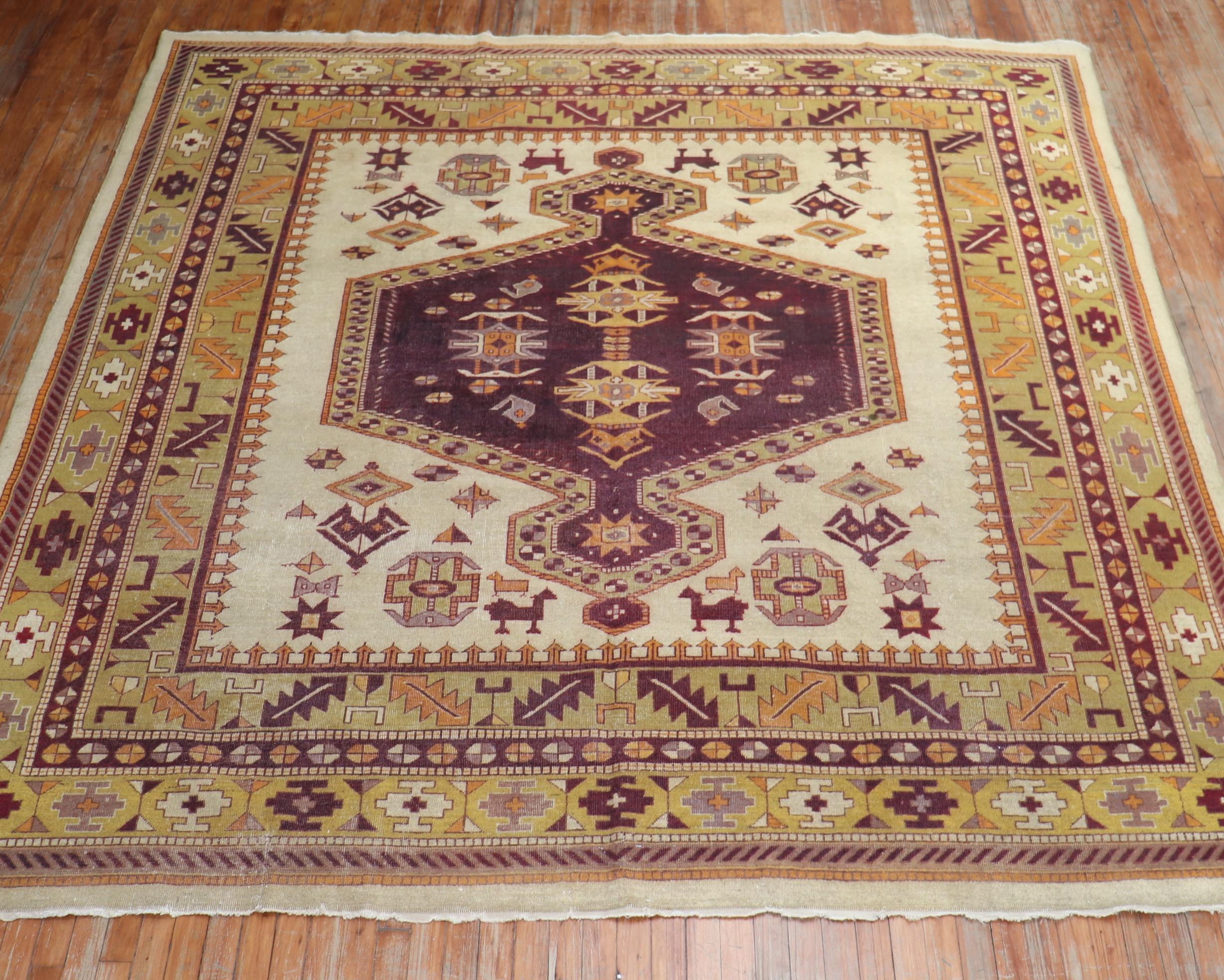 Agra Indian Amritsar Square Rug For Sale