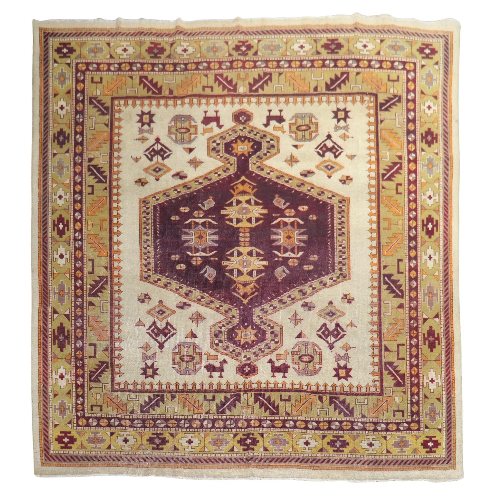 Indian Amritsar Square Rug For Sale