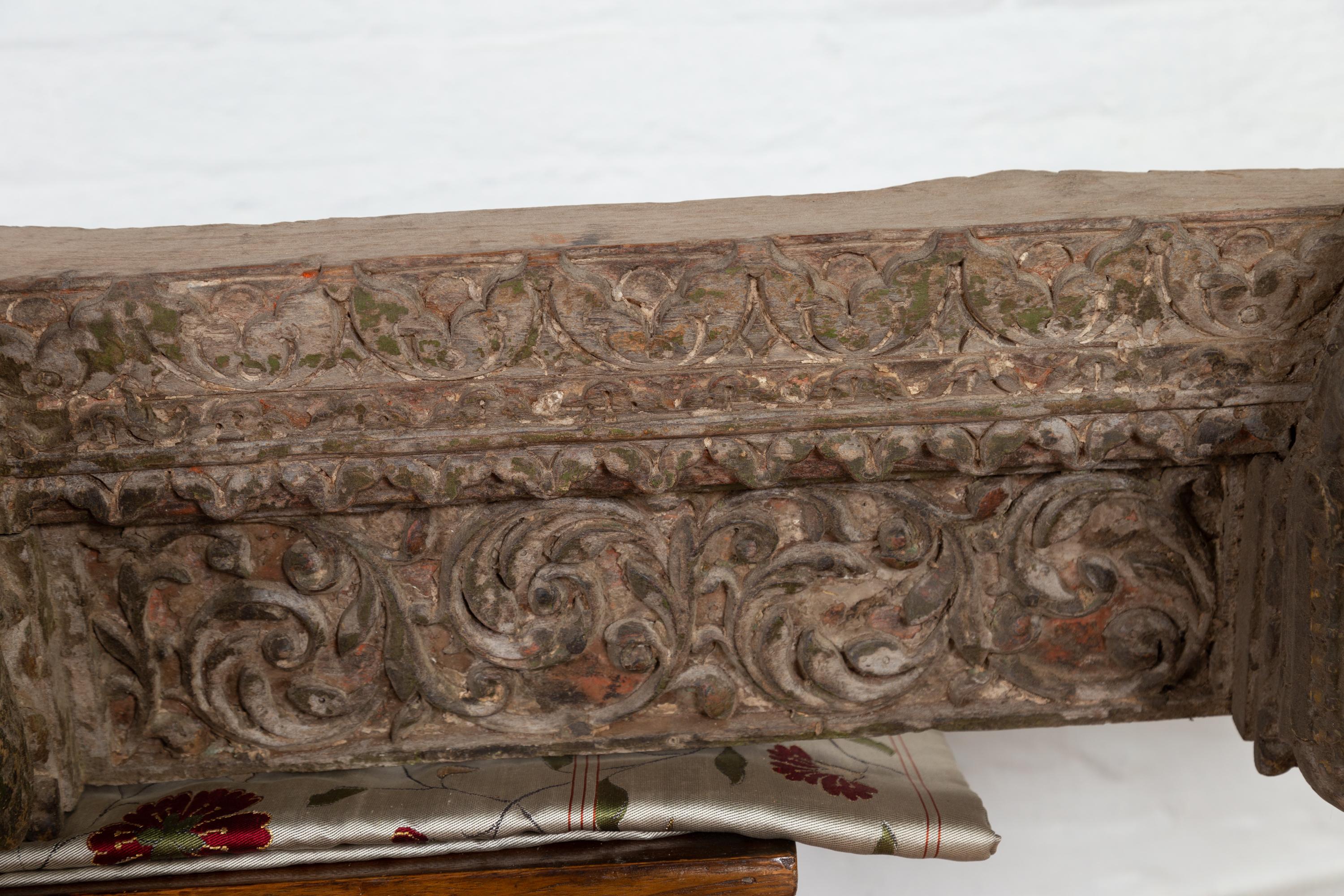 Indian Antique 19th Century Architectural Temple Molding with Carved Animals For Sale 13