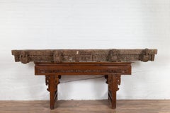 Indian Antique 19th Century Architectural Temple Molding with Carved Animals