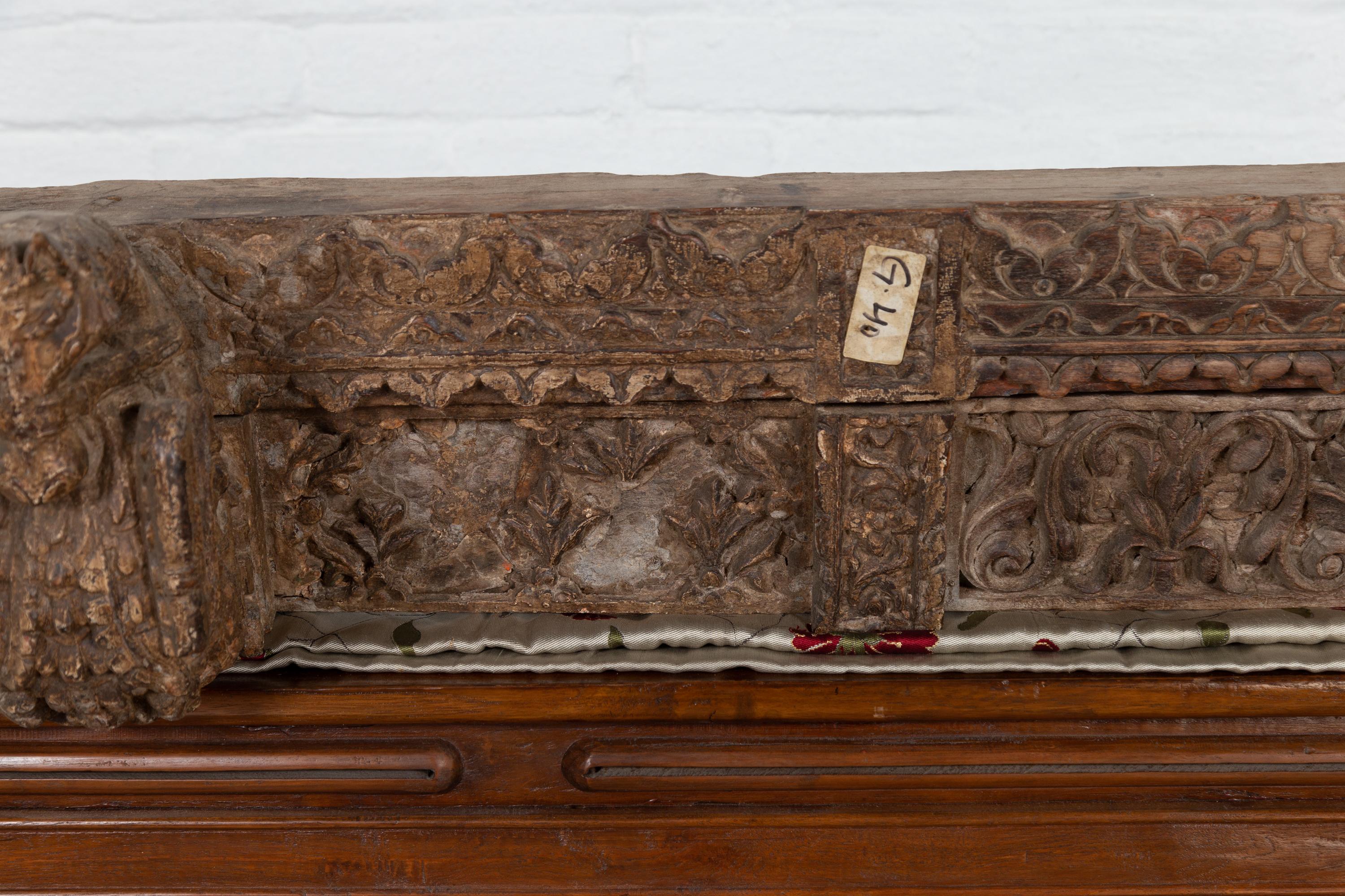 Indian Antique 19th Century Architectural Temple Molding with Carved Animals For Sale 1