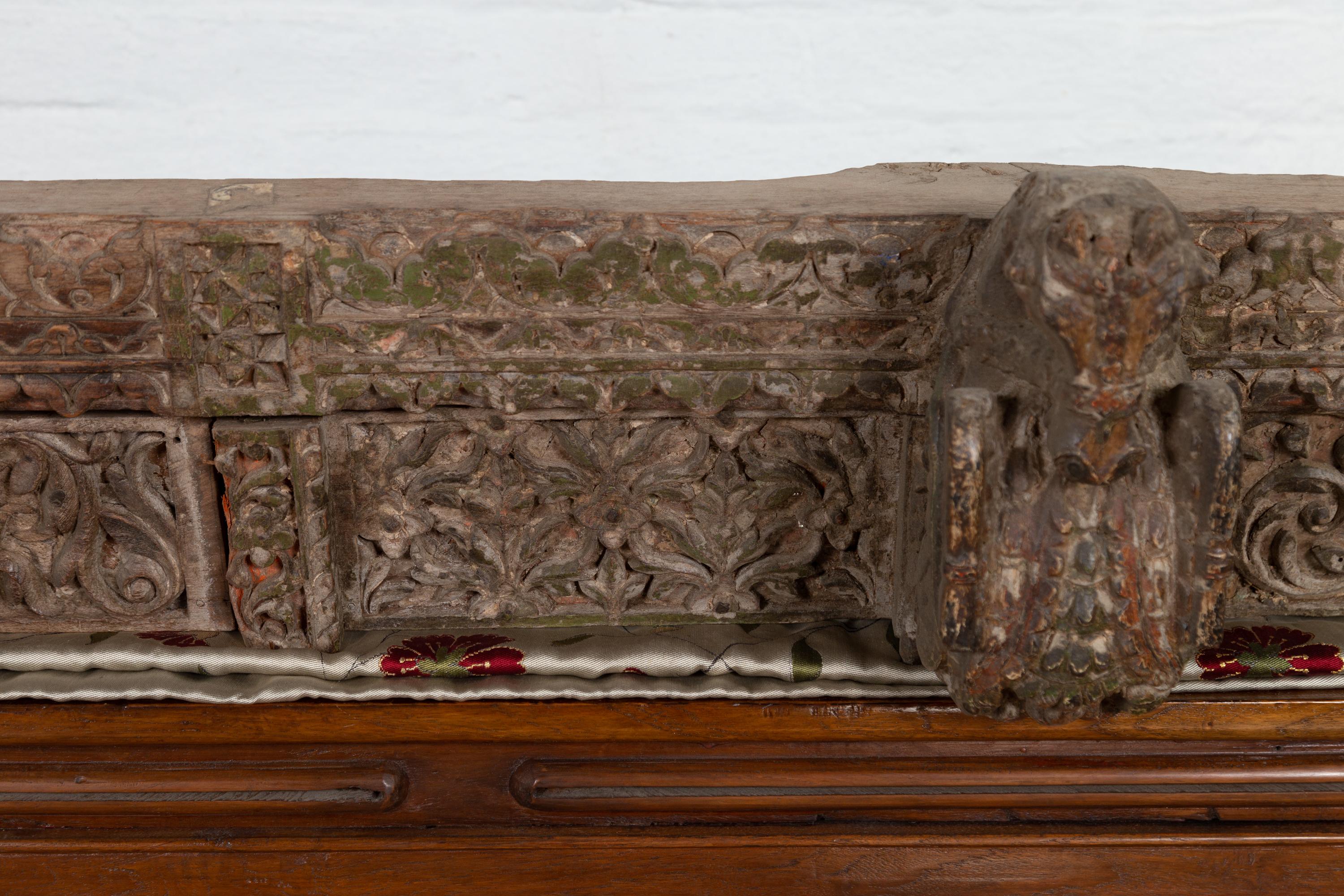 Indian Antique 19th Century Architectural Temple Molding with Carved Animals For Sale 3