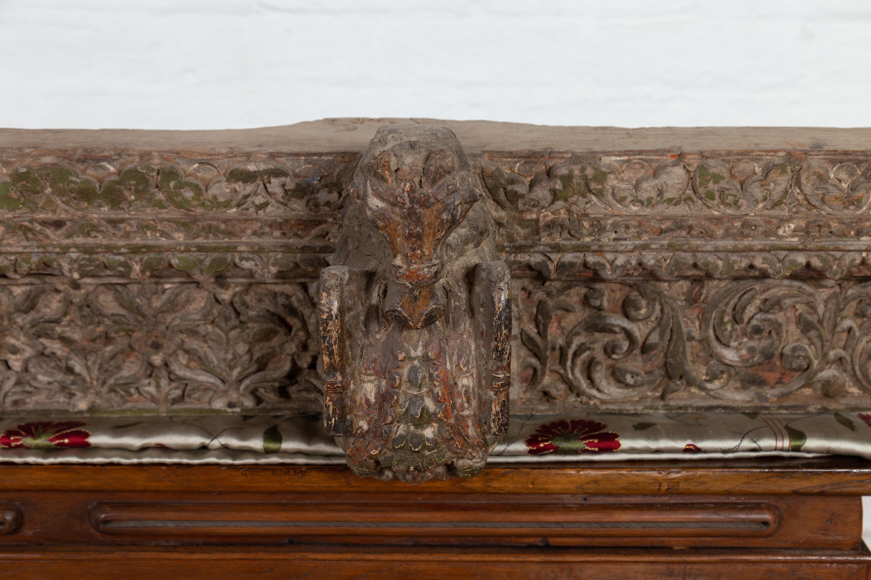 Indian Antique 19th Century Architectural Temple Molding with Carved Animals For Sale 4
