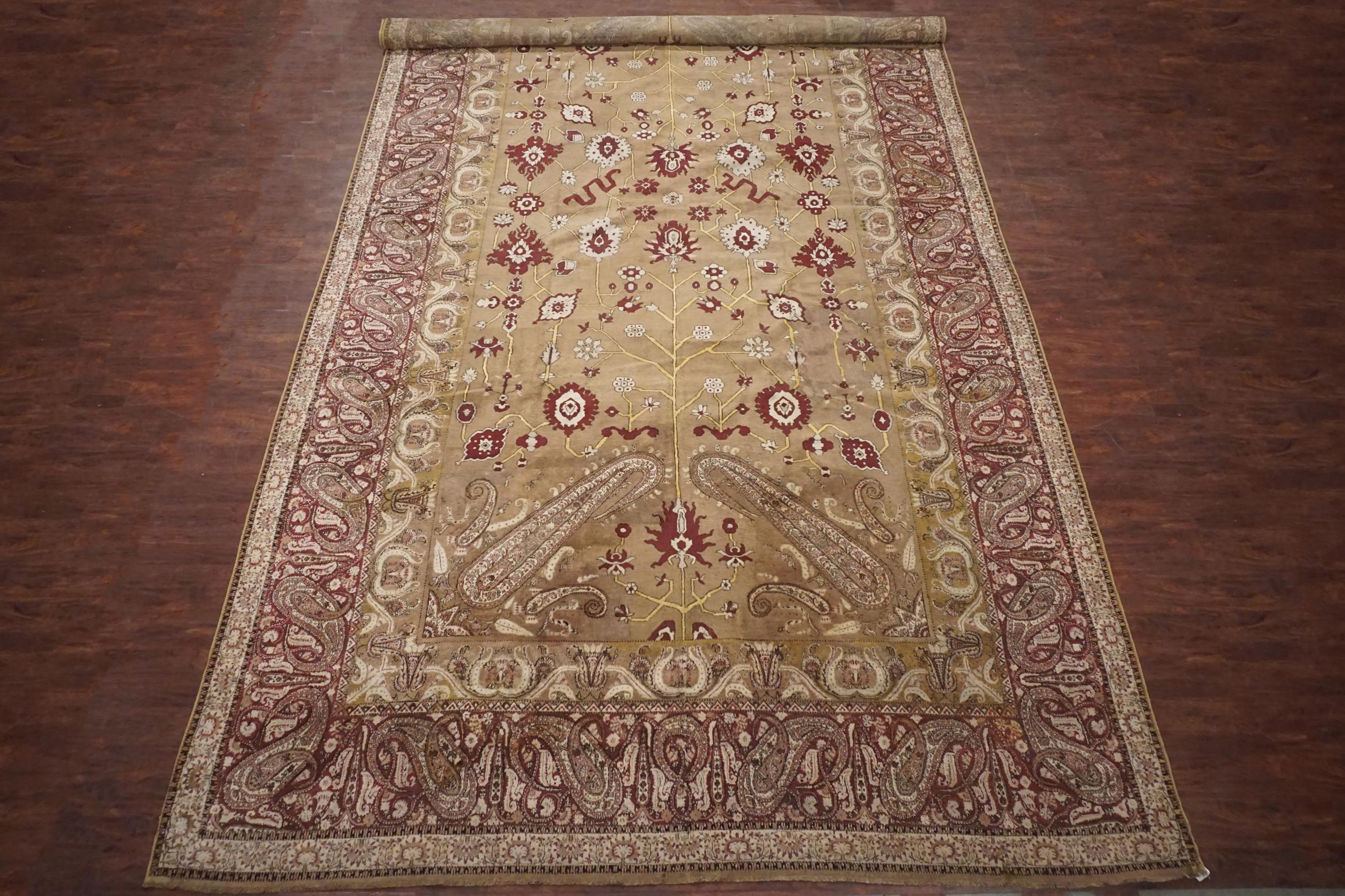 Hand-Knotted Indian Antique Agra Rug, circa 1890 For Sale