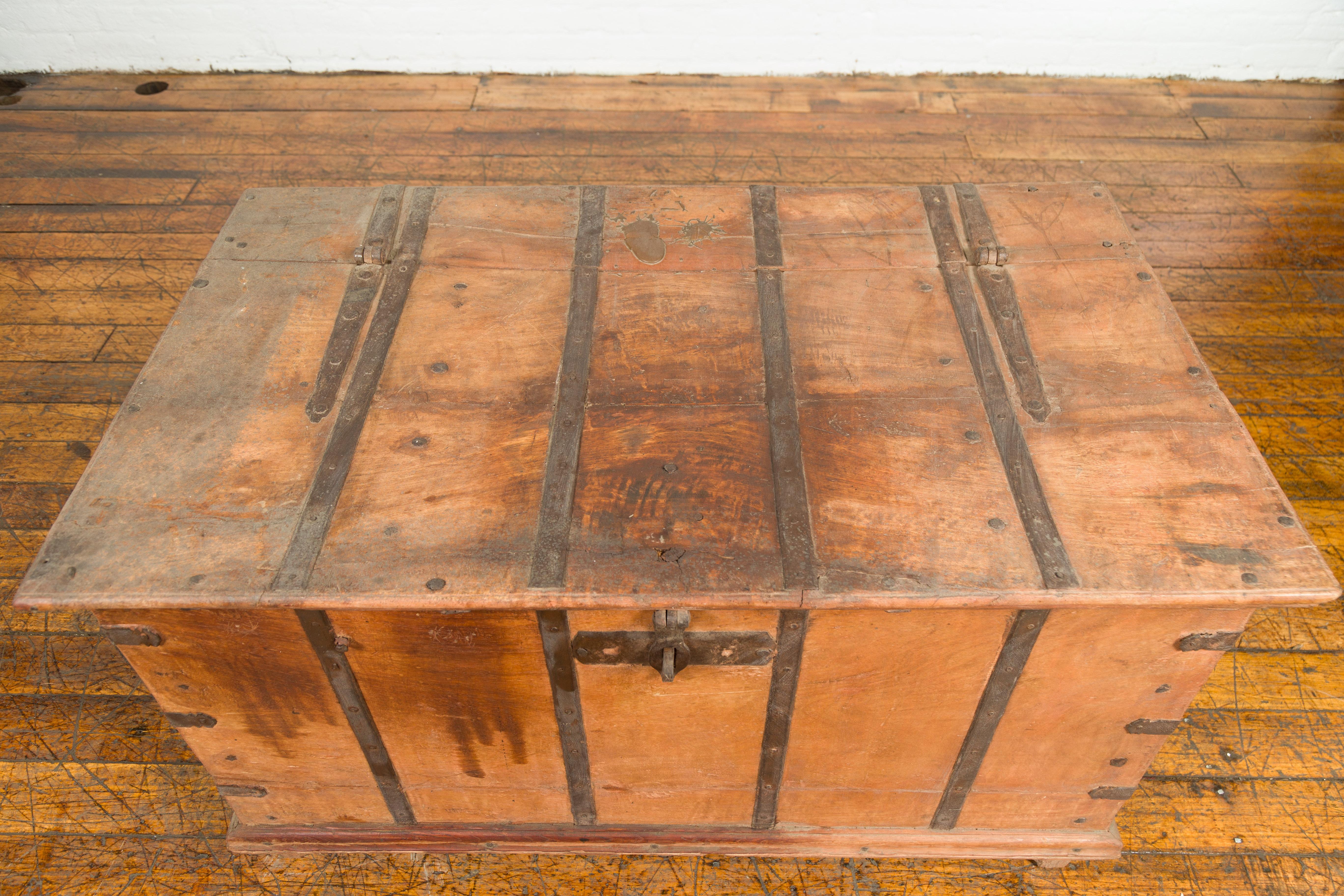 Light Brown Antique Storage Chest with Internal Compartment For Sale 5