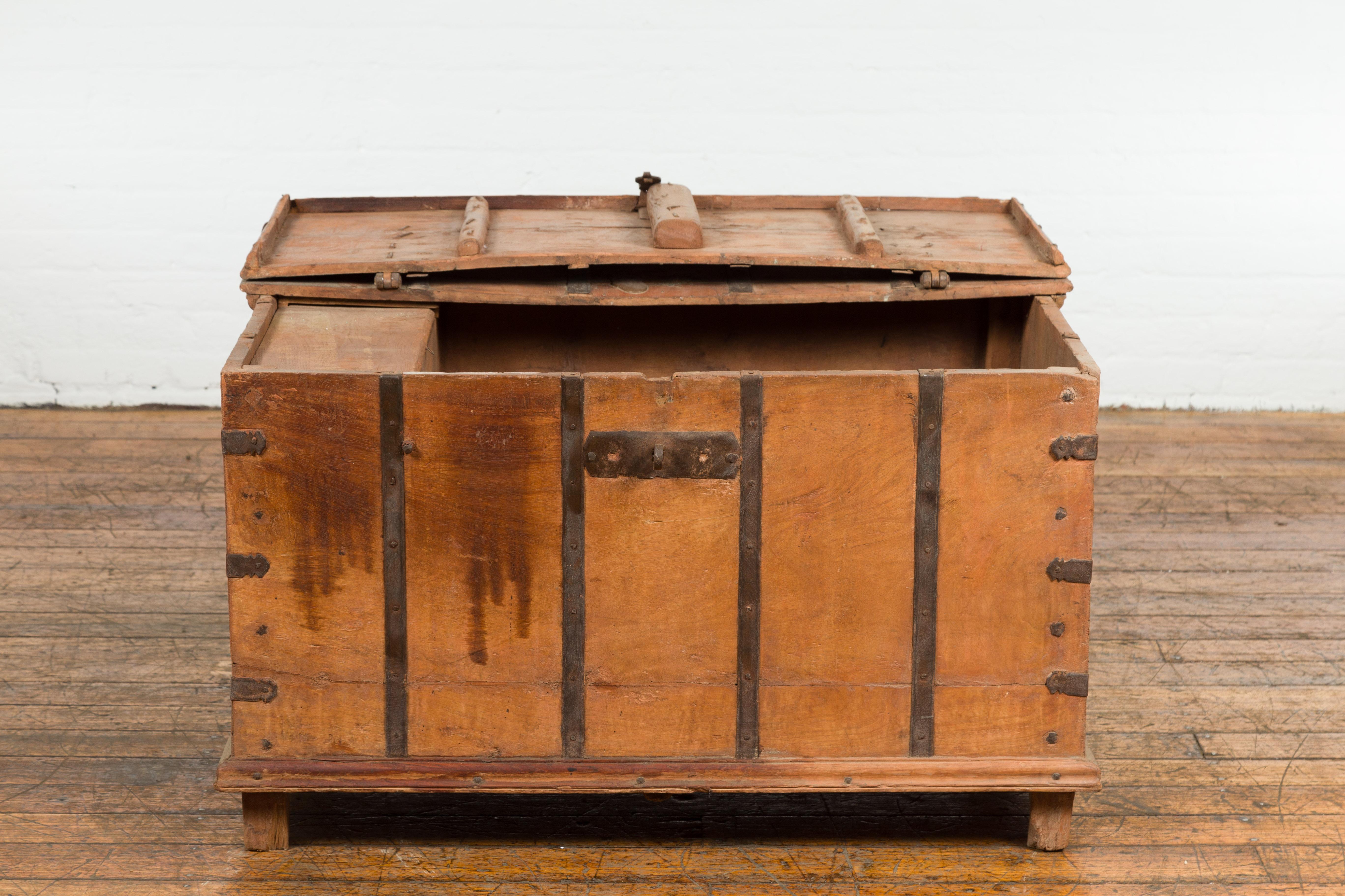 Light Brown Antique Storage Chest with Internal Compartment For Sale 6