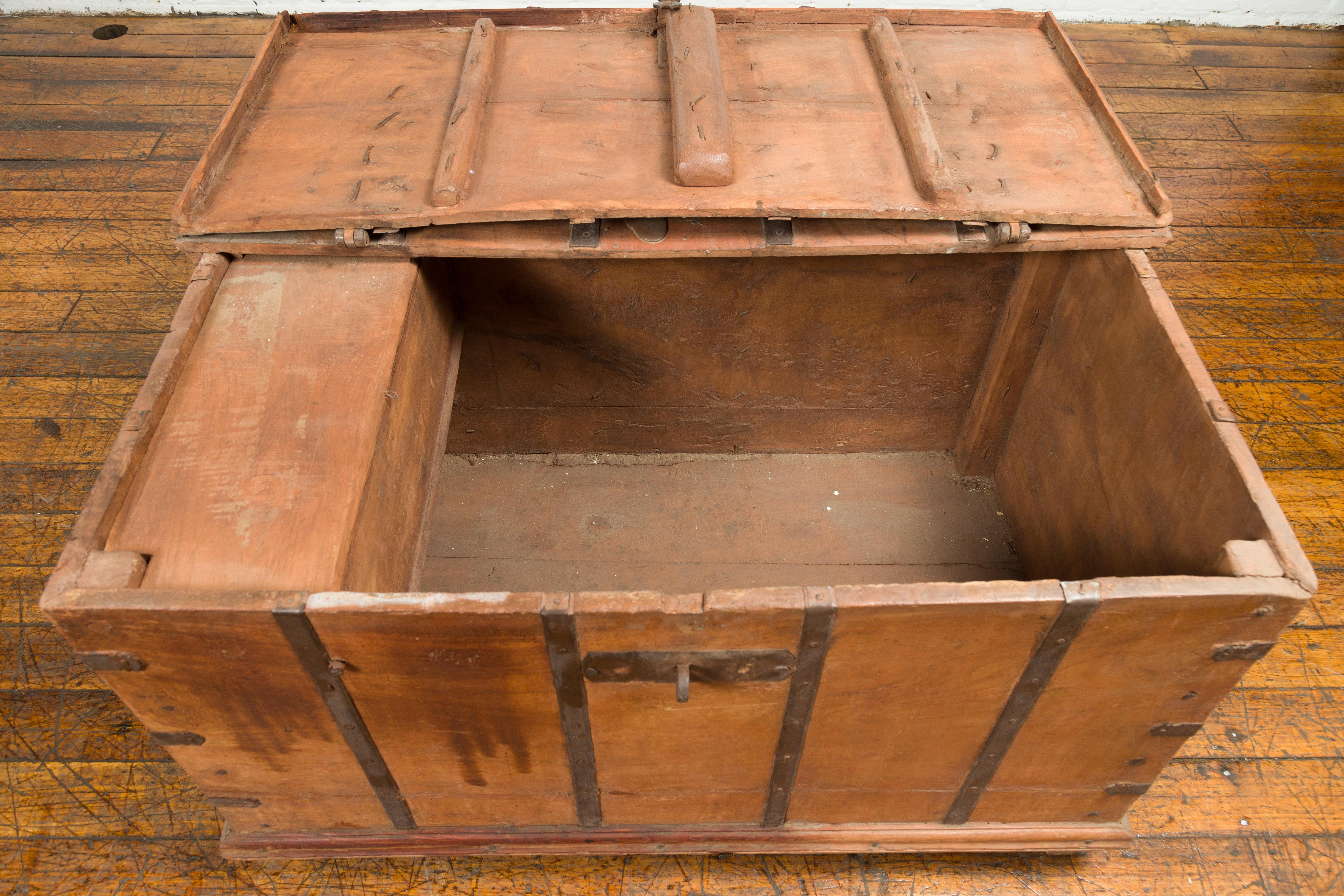 Light Brown Antique Storage Chest with Internal Compartment For Sale 7