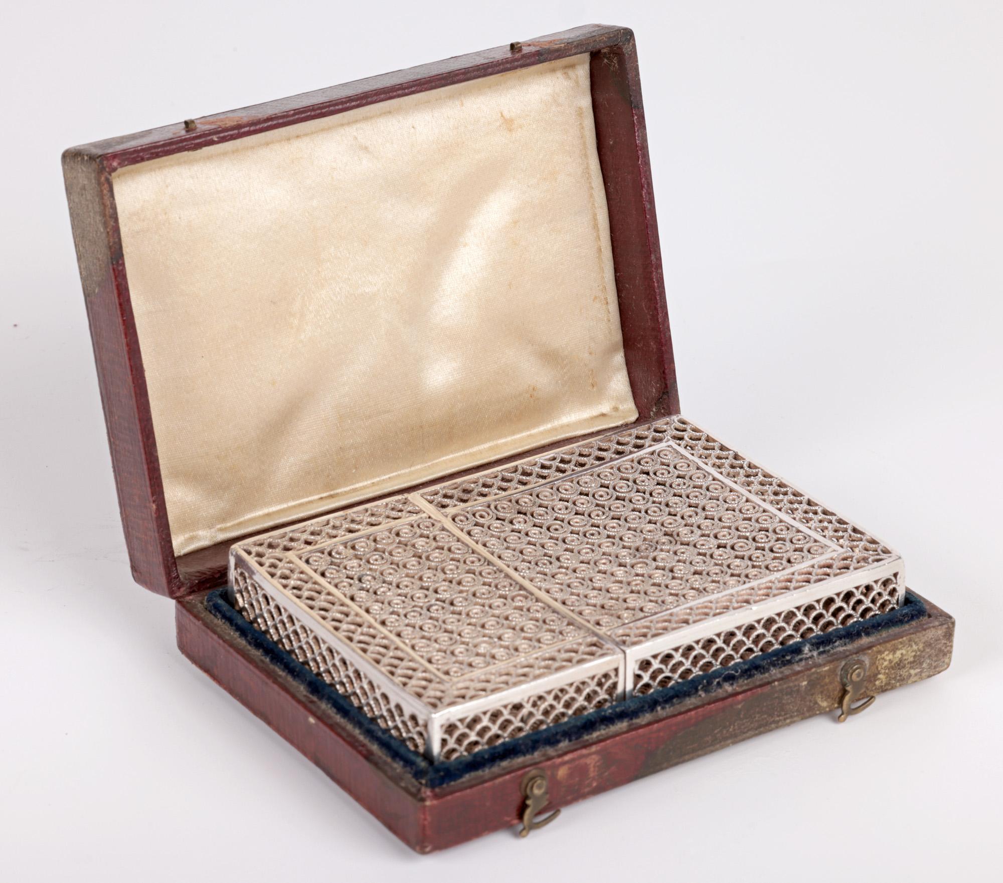 19th Century Indian Antique Cased Silver Filigree Card Case For Sale