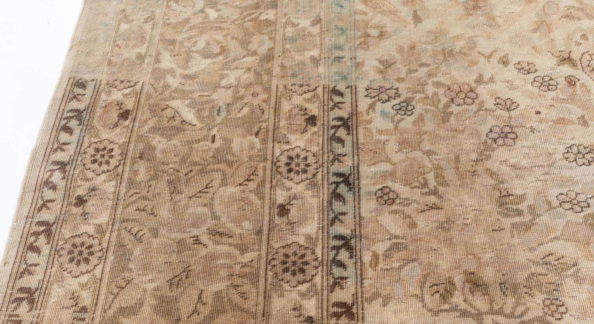 Hand-Knotted Antique Indian Handmade Wool Rug For Sale