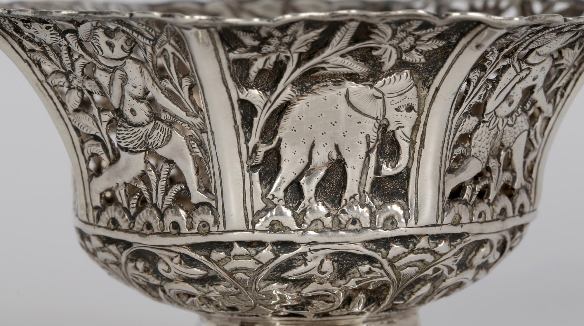 Indian Antique Silver Anthropomorphic Design Bowl with Animals For Sale 7