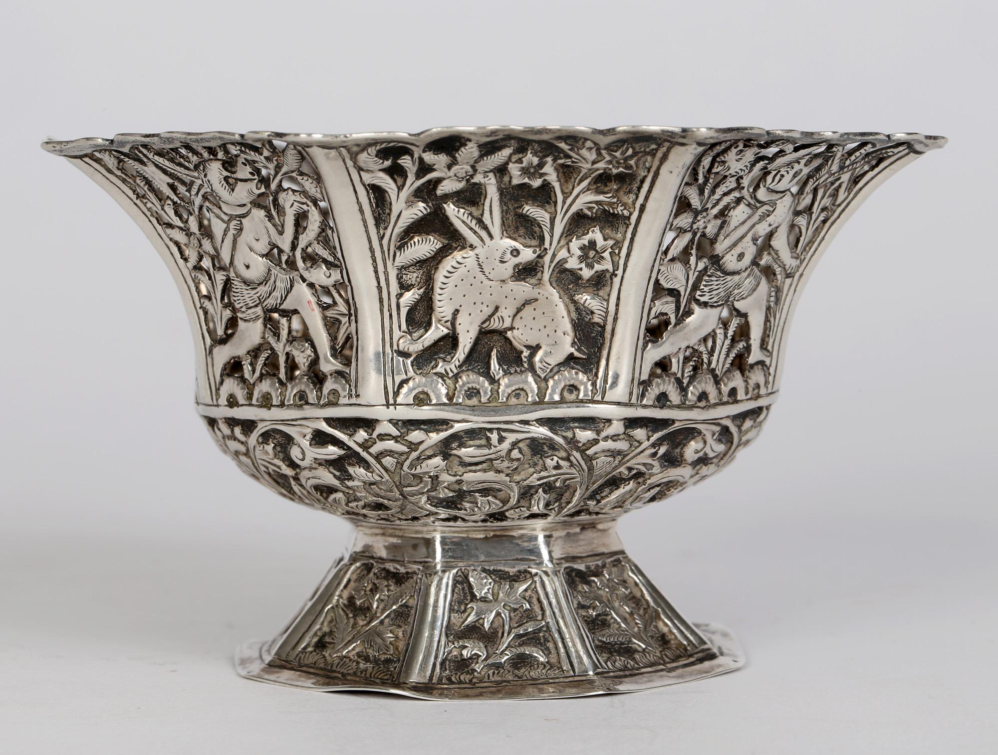 Indian Antique Silver Anthropomorphic Design Bowl with Animals For Sale 8