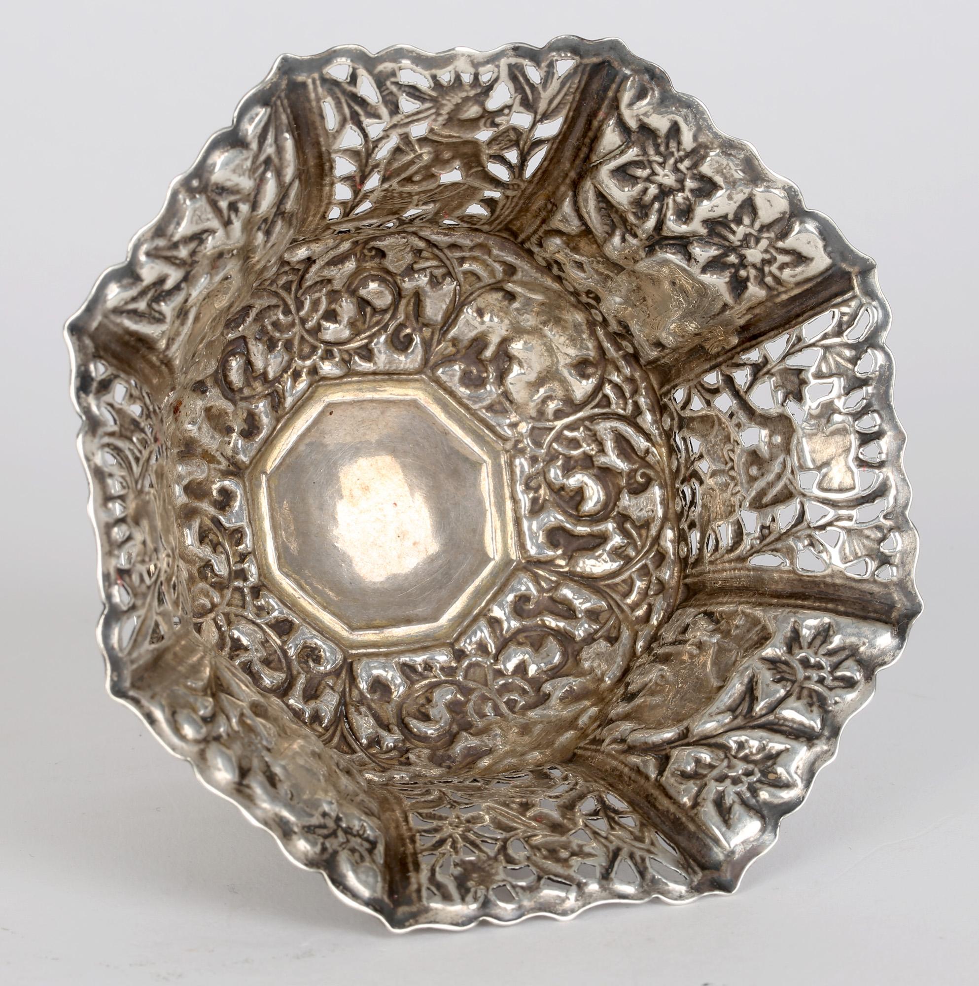 Indian Antique Silver Anthropomorphic Design Bowl with Animals 13