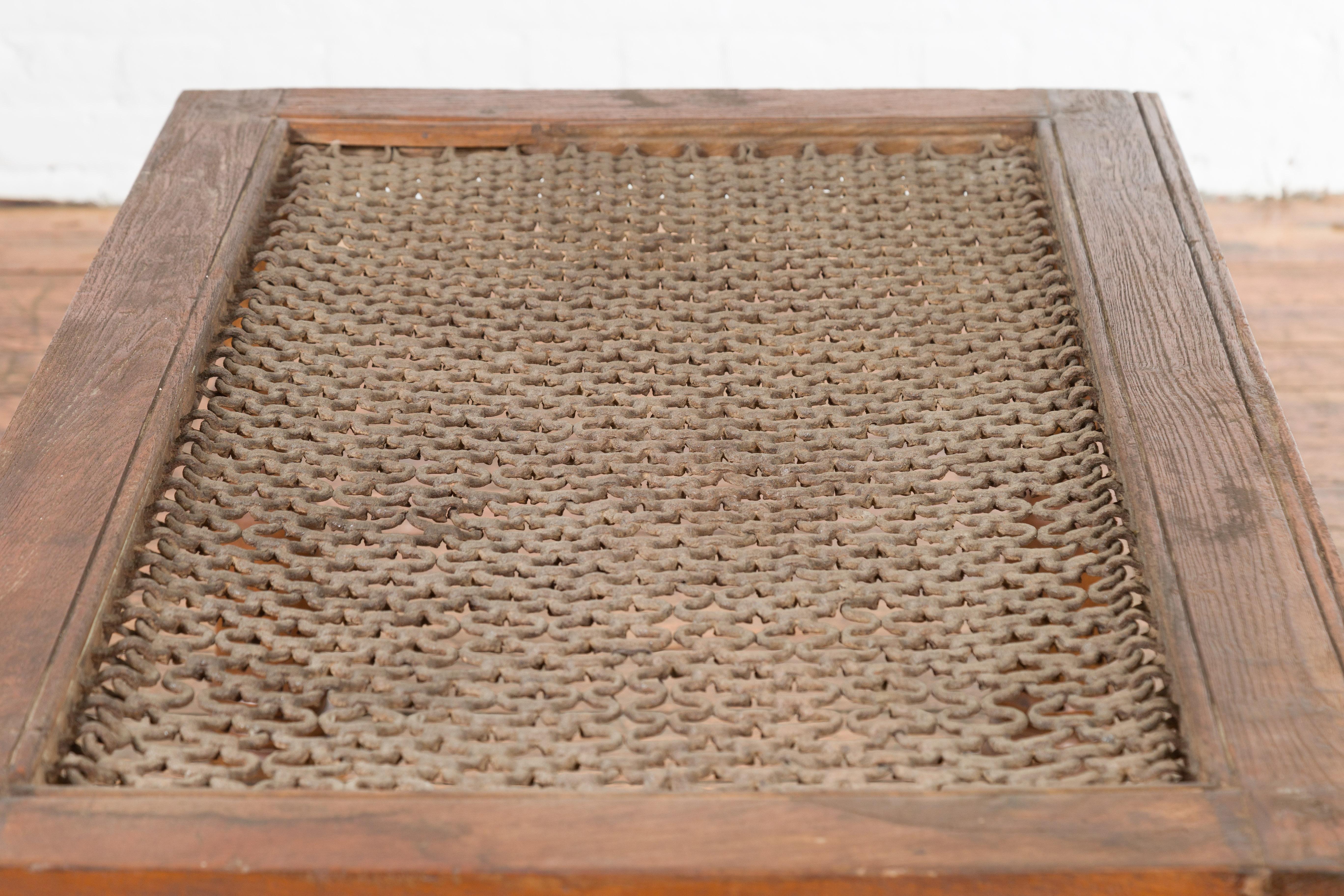 Indian Antique Window Grate Made into a Coffee Table with Turned Baluster Legs For Sale 4