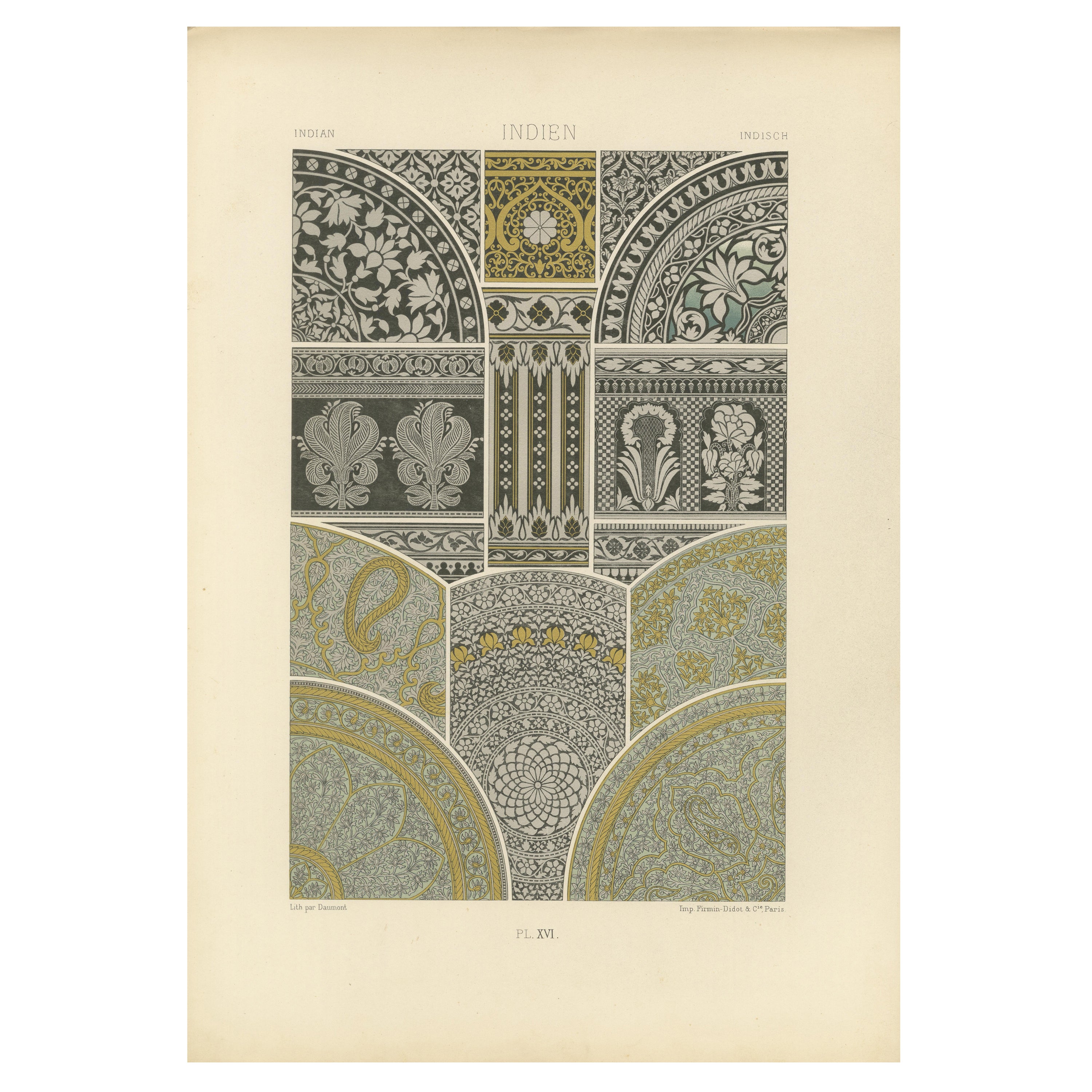 Ornementation architecturale indienne - Motifs floraux et géométriques moghols,  vers 1869 en vente