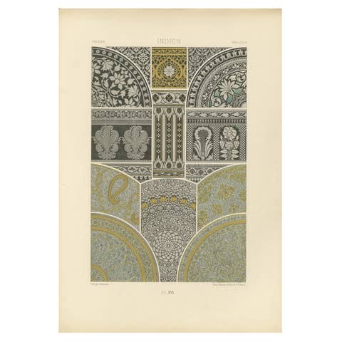 Indian Architectural Ornament – Mughal Floral & Geometric Motifs, ca.1869