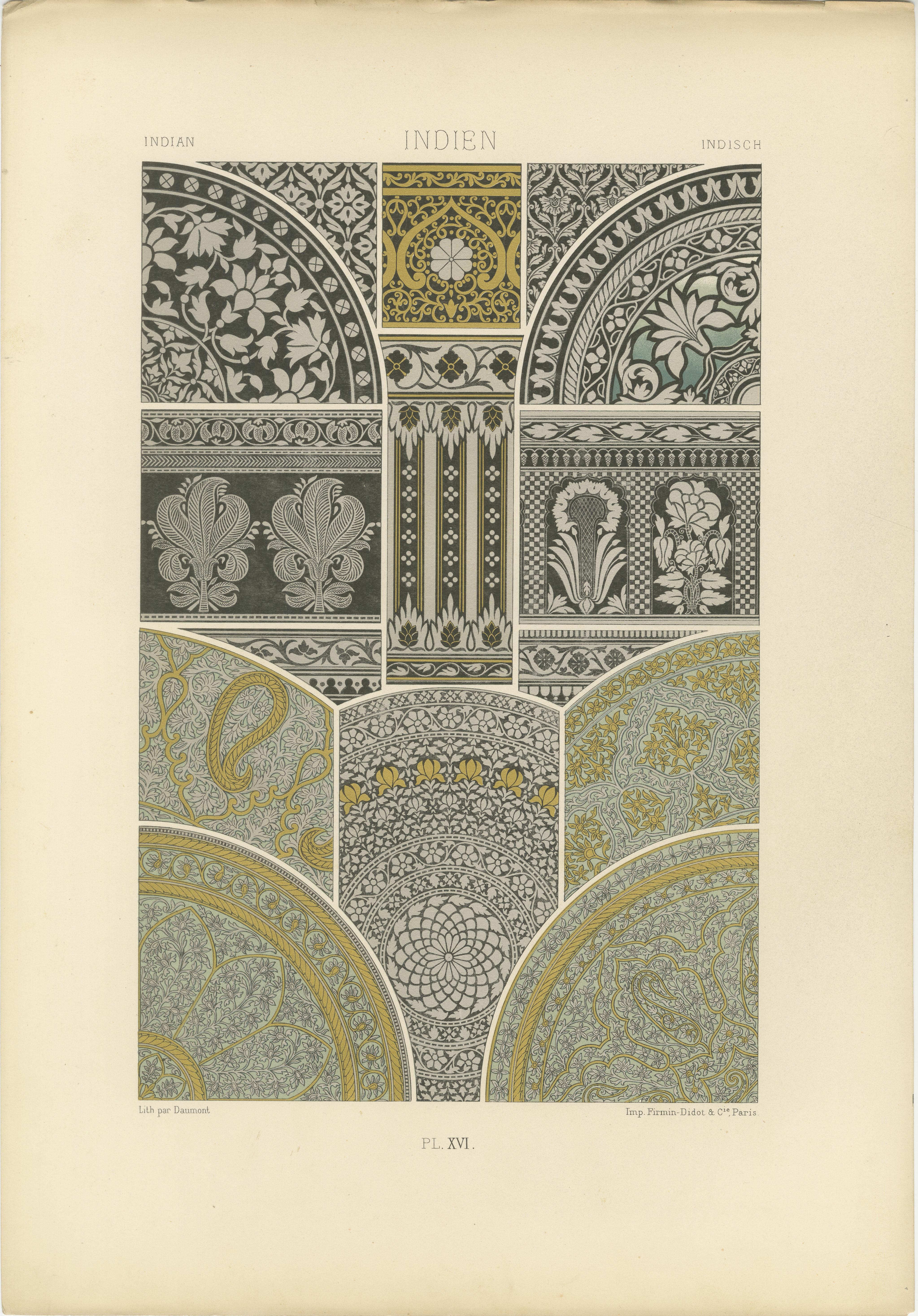 Ornementation architecturale indienne - Motifs floraux et géométriques moghols,  vers 1869 en vente
