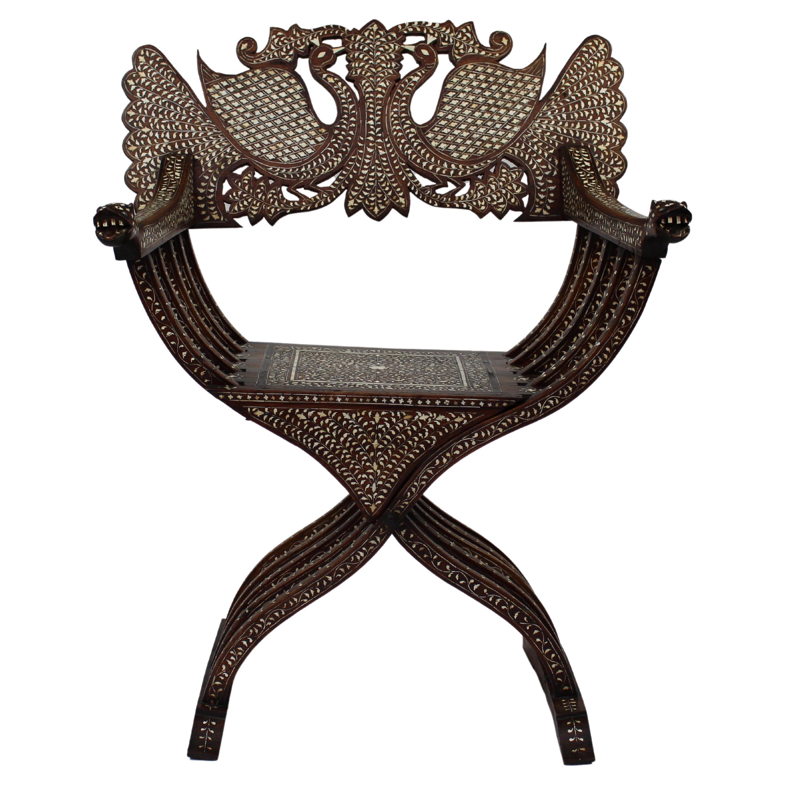 AngloIndian Teak Upholstered Armchair For Sale at 1stDibs