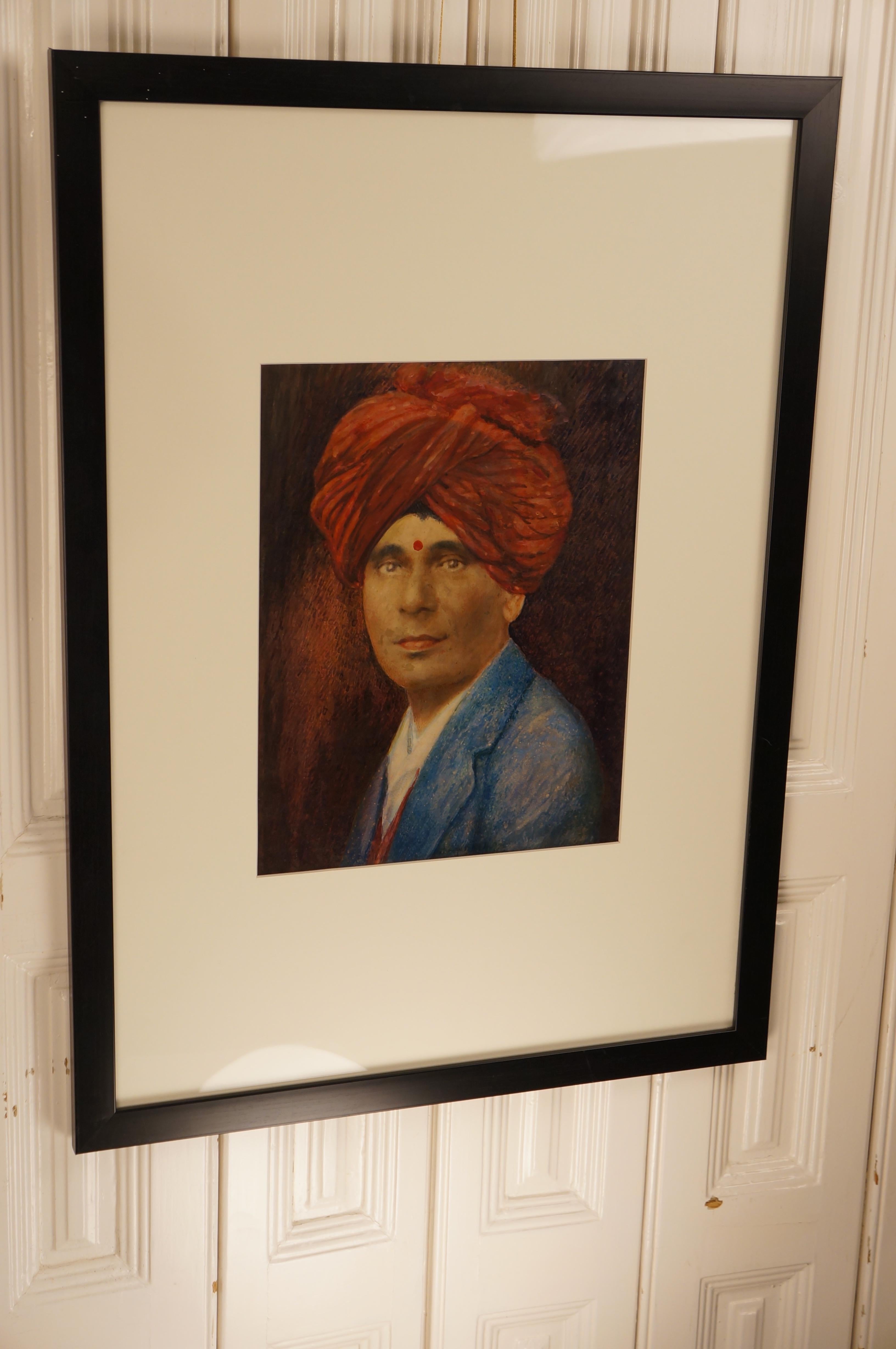 Indian Artist, Portrait of Man, 1980s In Excellent Condition For Sale In Munich, DE