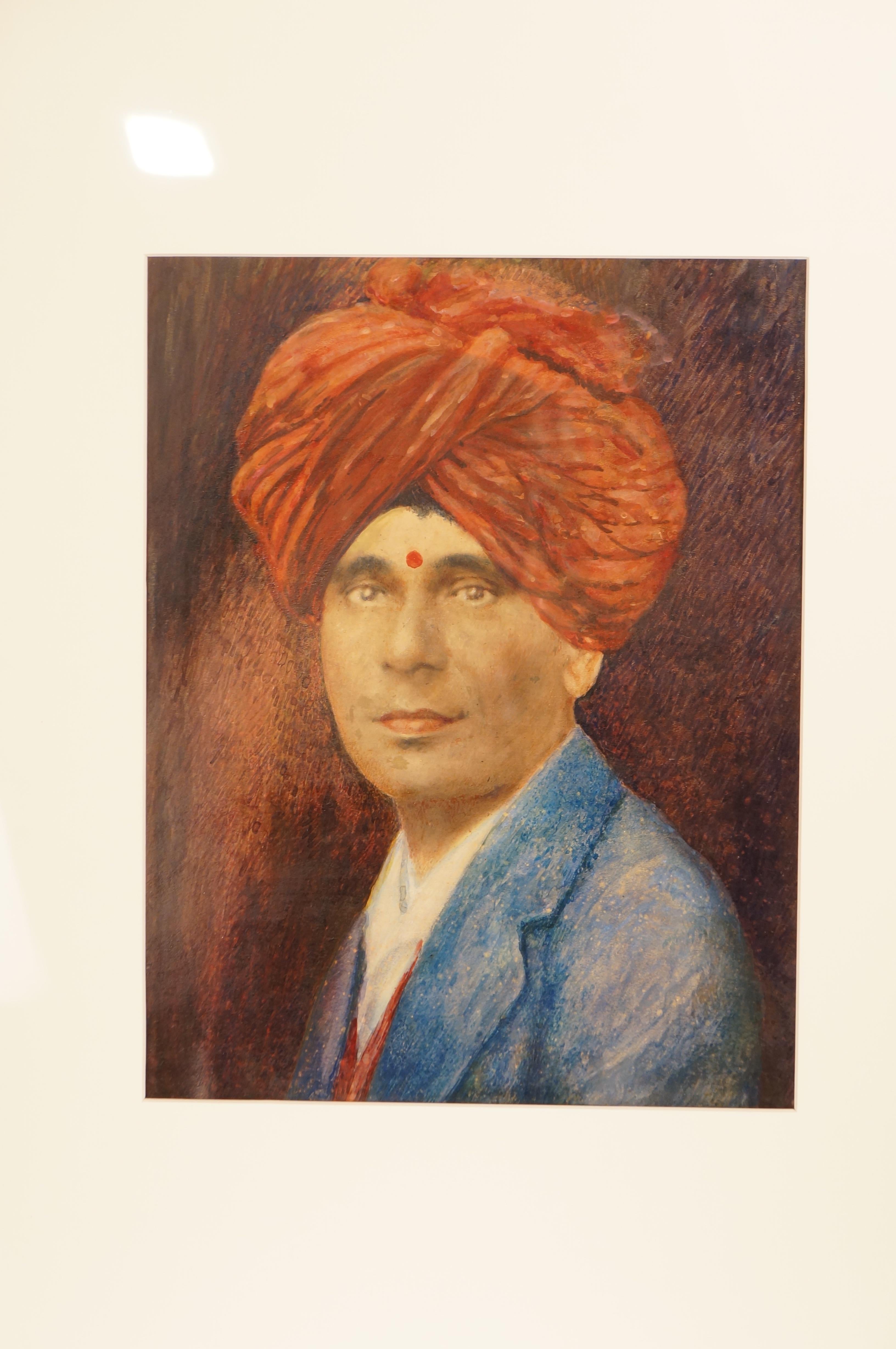 Indischer Künstler, Porträt eines Mannes, 1980er Jahre (Ende des 20. Jahrhunderts) im Angebot