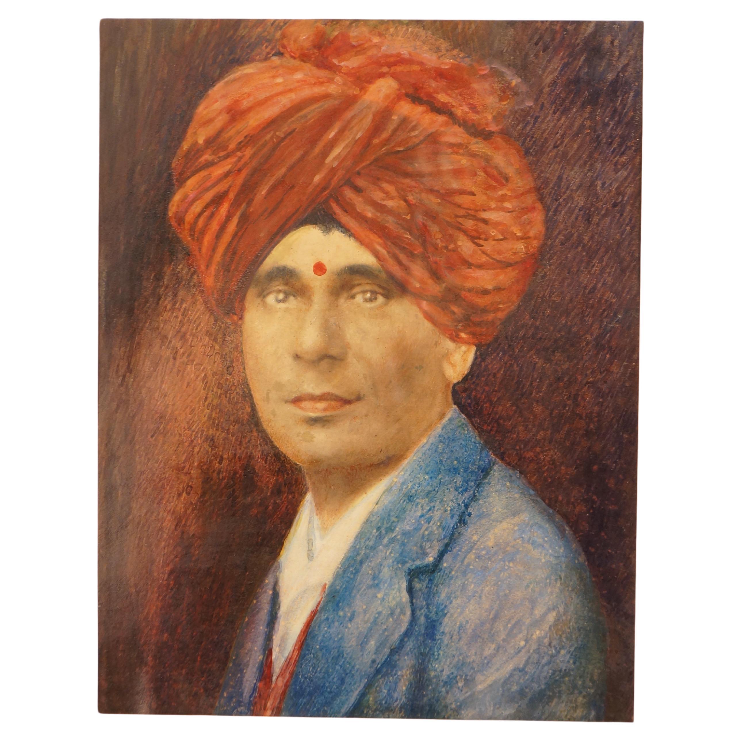 Indischer Künstler, Porträt eines Mannes, 1980er Jahre im Angebot