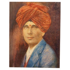 Retro Indian Artist, Portrait of Man, 1980s