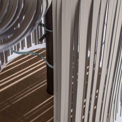 Indian Ash Side Table with Gray Leather Fringe