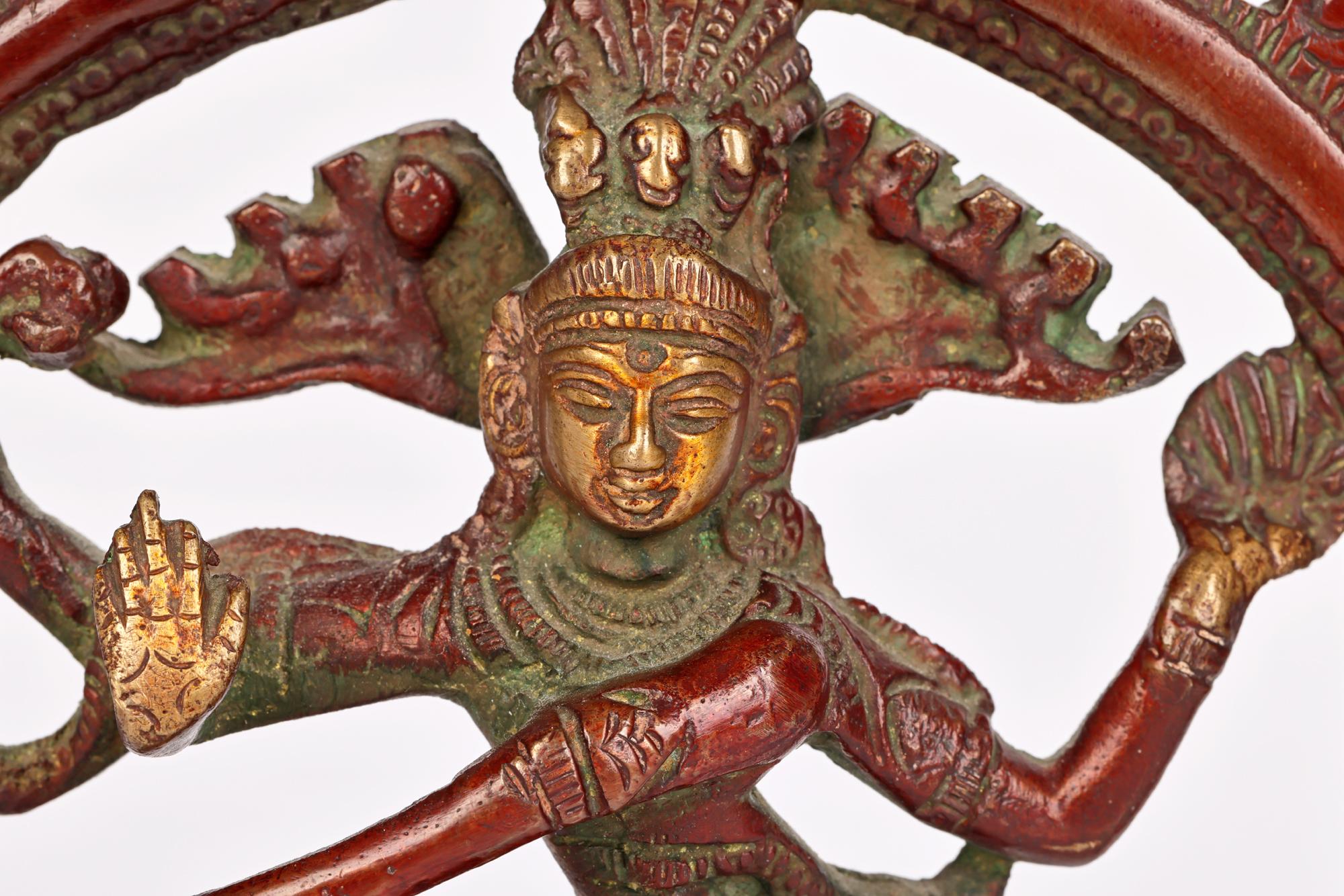 Indische, indische, asiatische, lackierte Bronze, tanzende hinduistische Shiva Nataraja  im Angebot 6