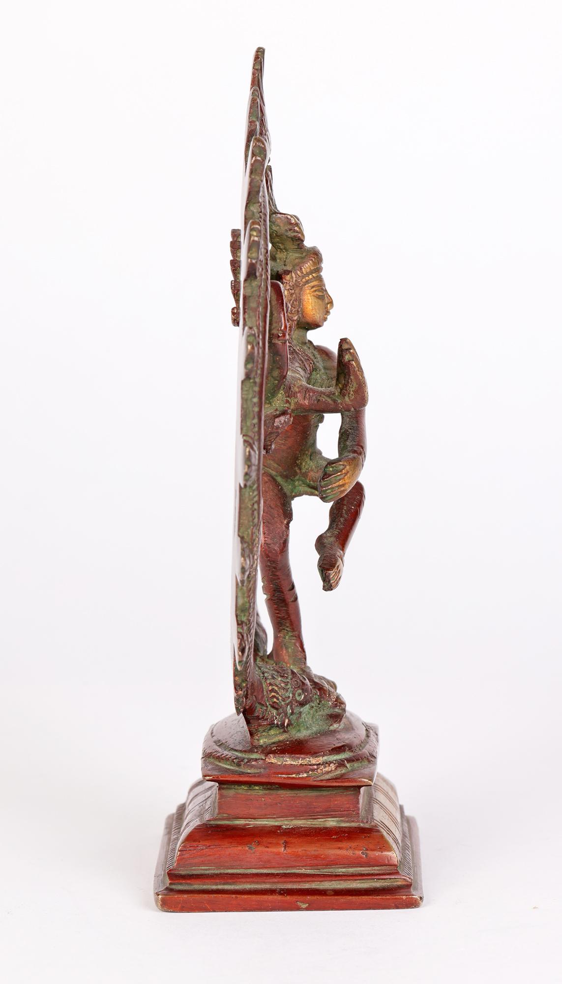 Indische, indische, asiatische, lackierte Bronze, tanzende hinduistische Shiva Nataraja  im Angebot 7