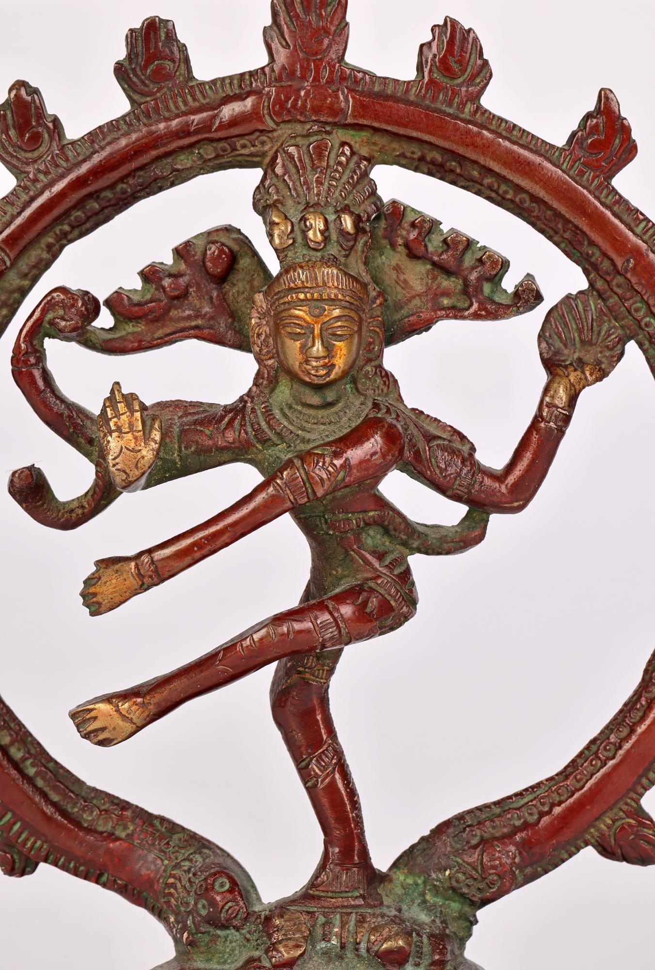 Indische, indische, asiatische, lackierte Bronze, tanzende hinduistische Shiva Nataraja  im Angebot 10