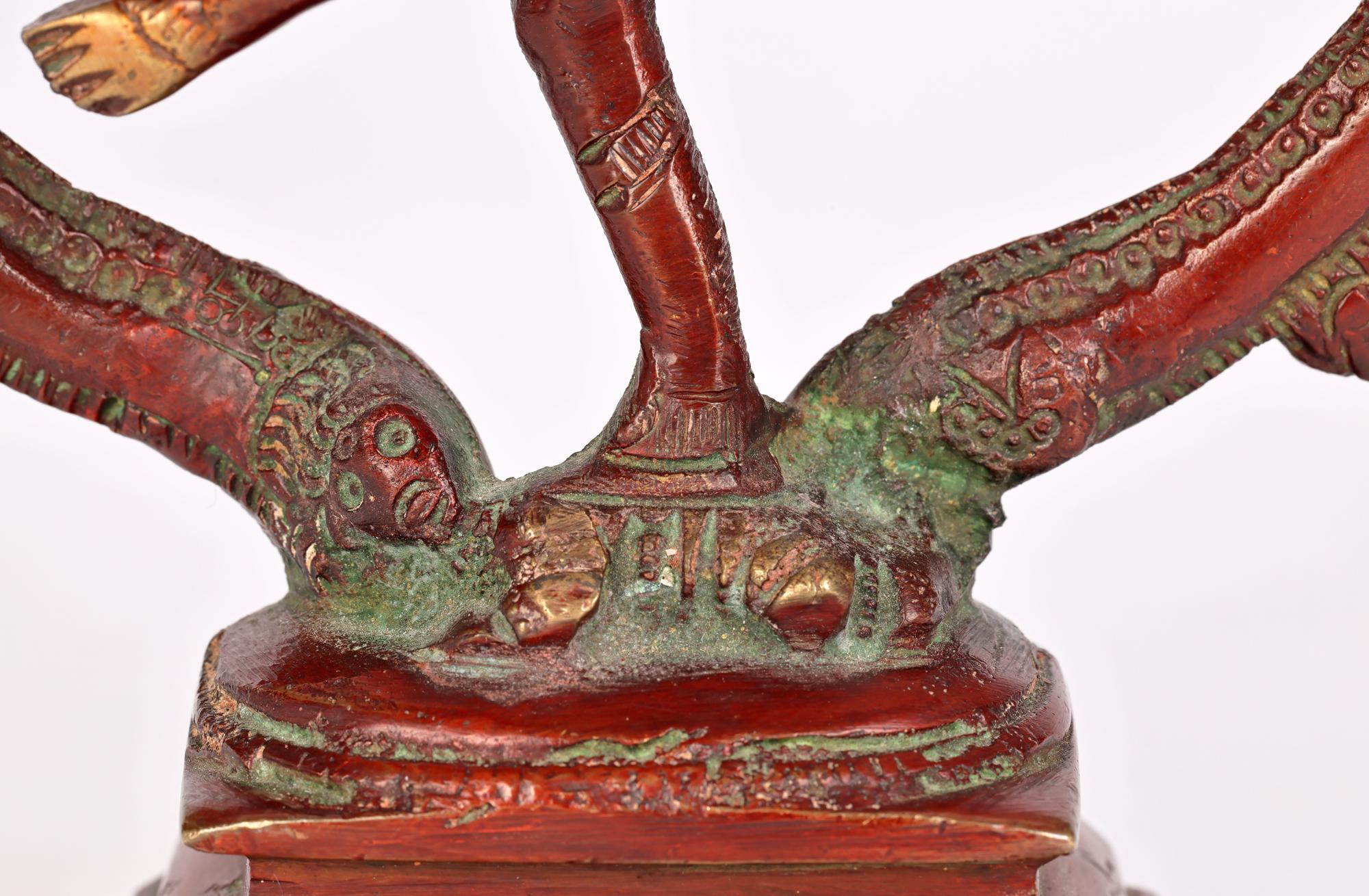 Indische, indische, asiatische, lackierte Bronze, tanzende hinduistische Shiva Nataraja  (20. Jahrhundert) im Angebot