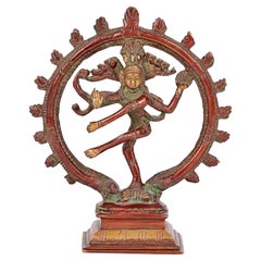 Bronze laqué asiatique indien dansant Shiva Nataraja
