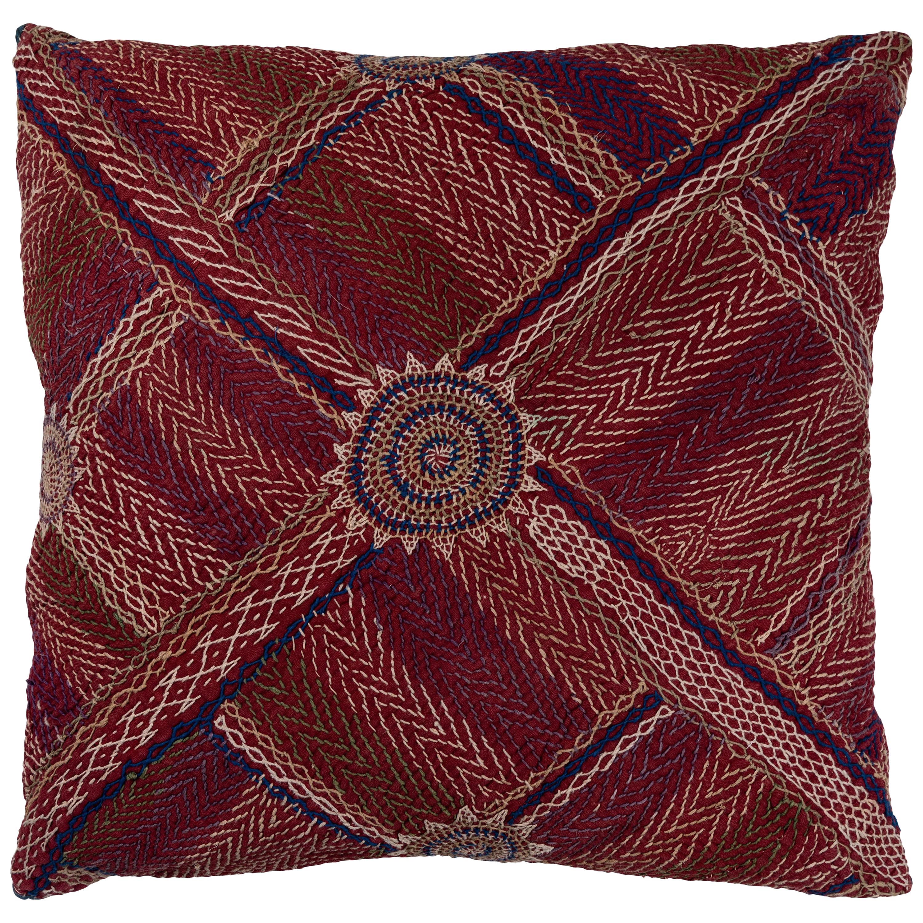 Indian Banjara Embroidered Pillow For Sale