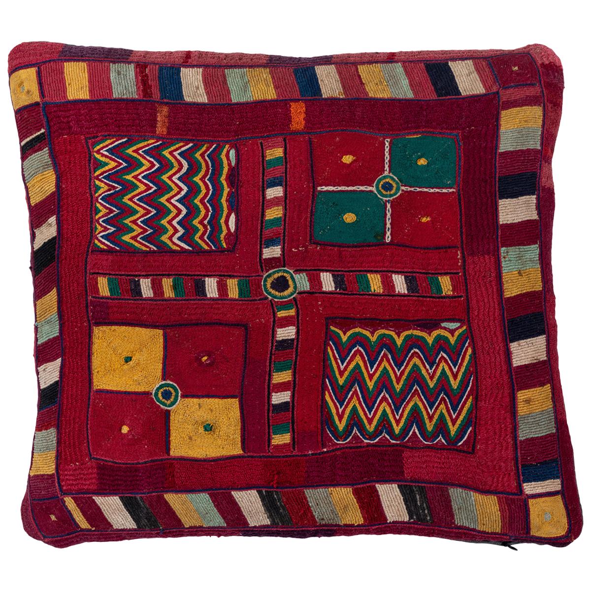 Indian Banjara Embroidered Pillow For Sale