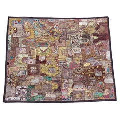 Indian Beaded & Embroidered Shisa Mosaic Textile Wall Hanging 8  Feet Long