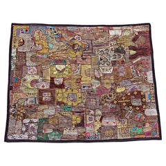 Indische Perlen & bestickte Shisa Mosaik Textil Wandbehang 8  Füße lang
